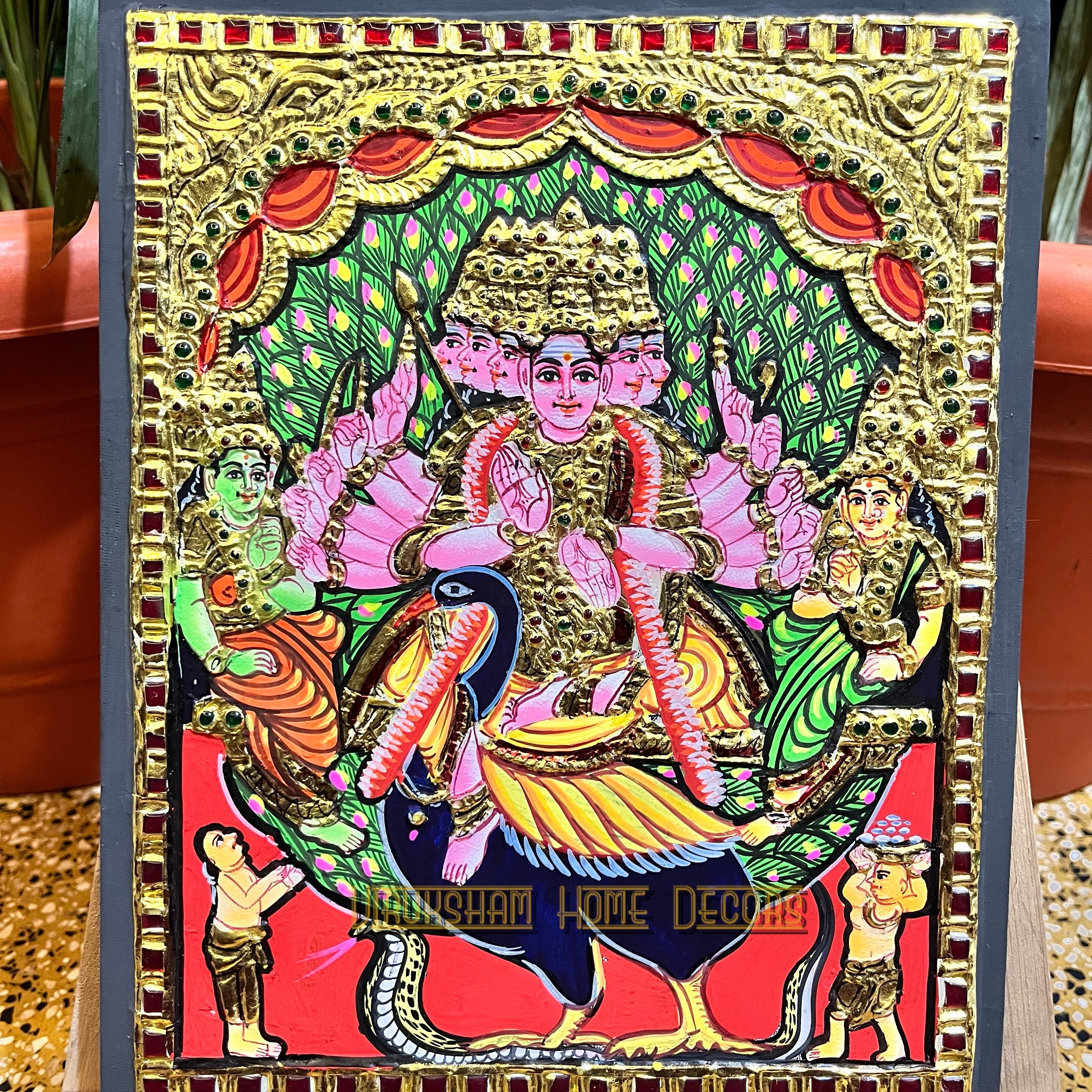 5face murugan 8x10  Tanjore painting -1 board(15 days delivery time)without frame