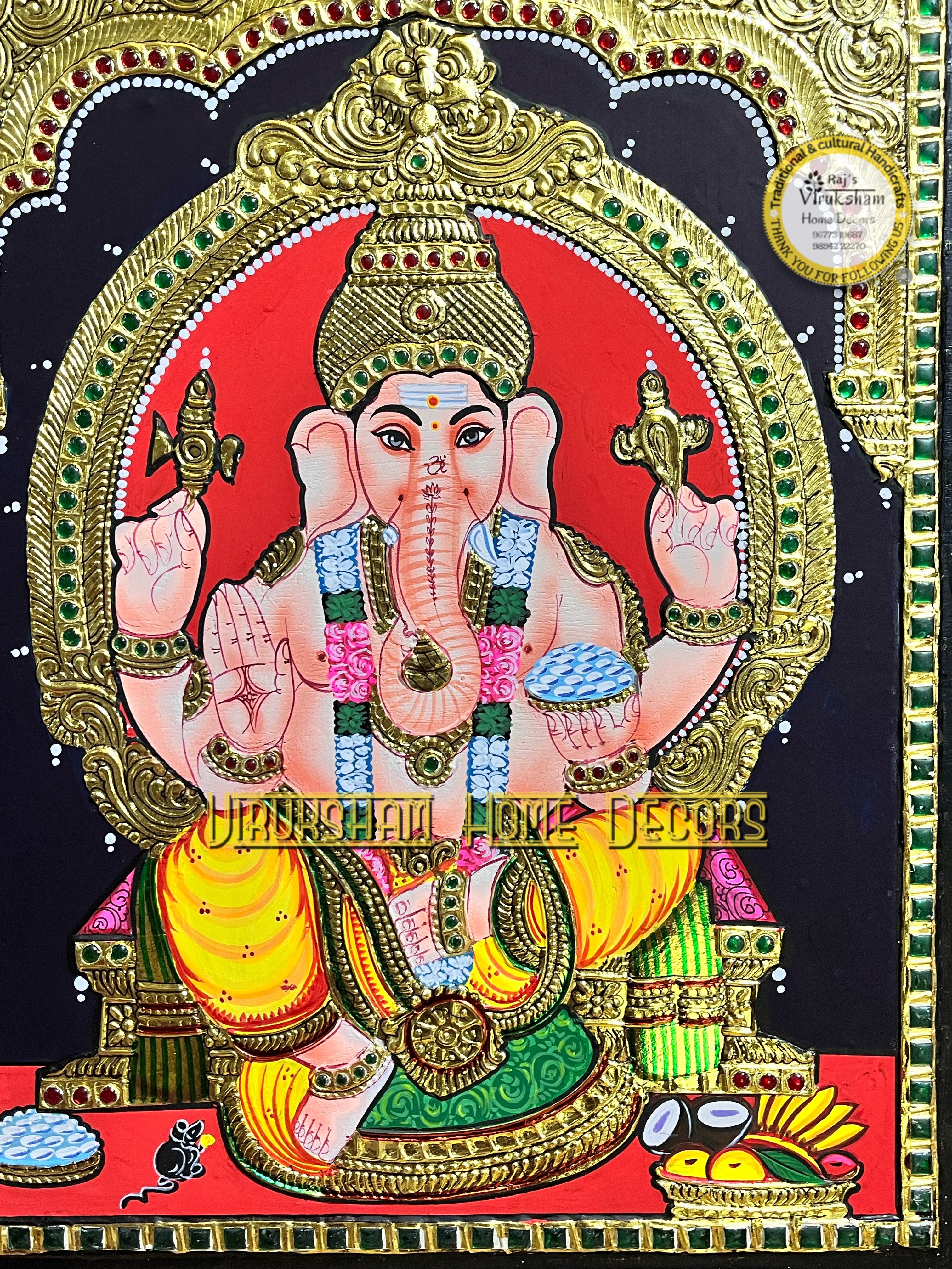 Vinayagar 14x18Tanjore painting -1 board(15 days delivery time)