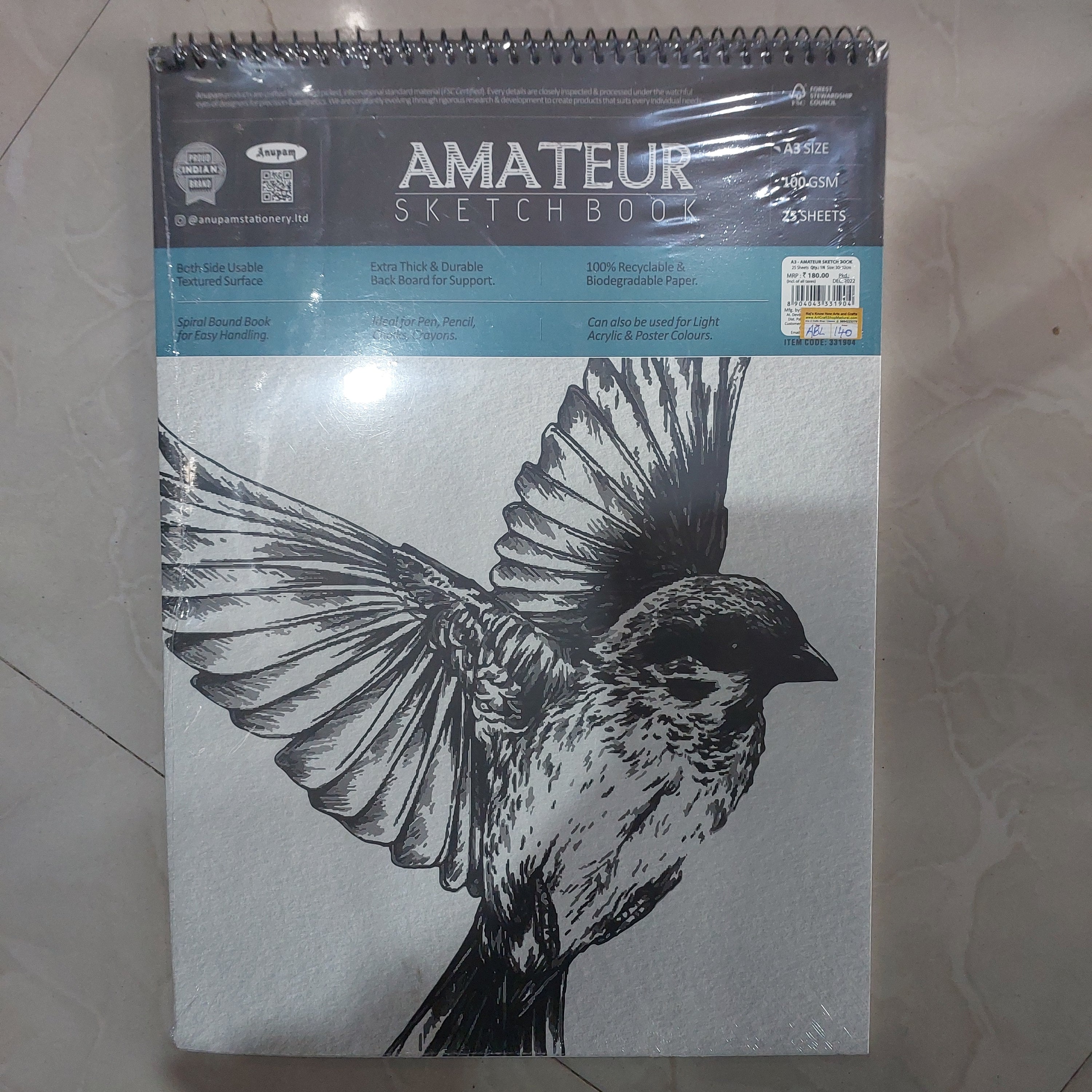 Sundaram A3 Artist Drawing Book with Butter paper - 32 Sheets / 64 Pages -  140 GSM - Spiral-Bound Drawing Book for Artists - (42 x 29.5 cm) - The  Superior Cut