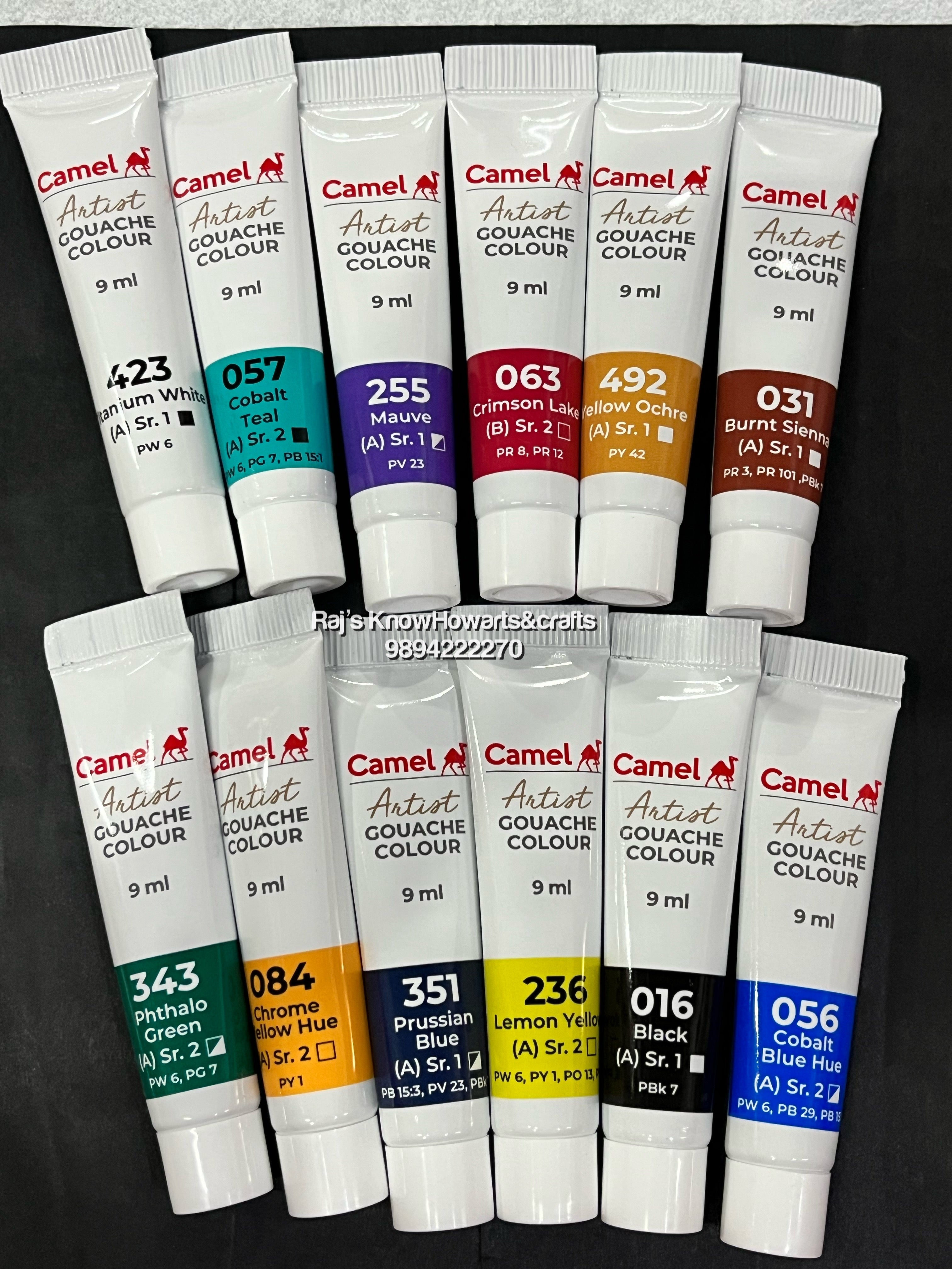 Camel artist gouache colours 12 shades 9 ml