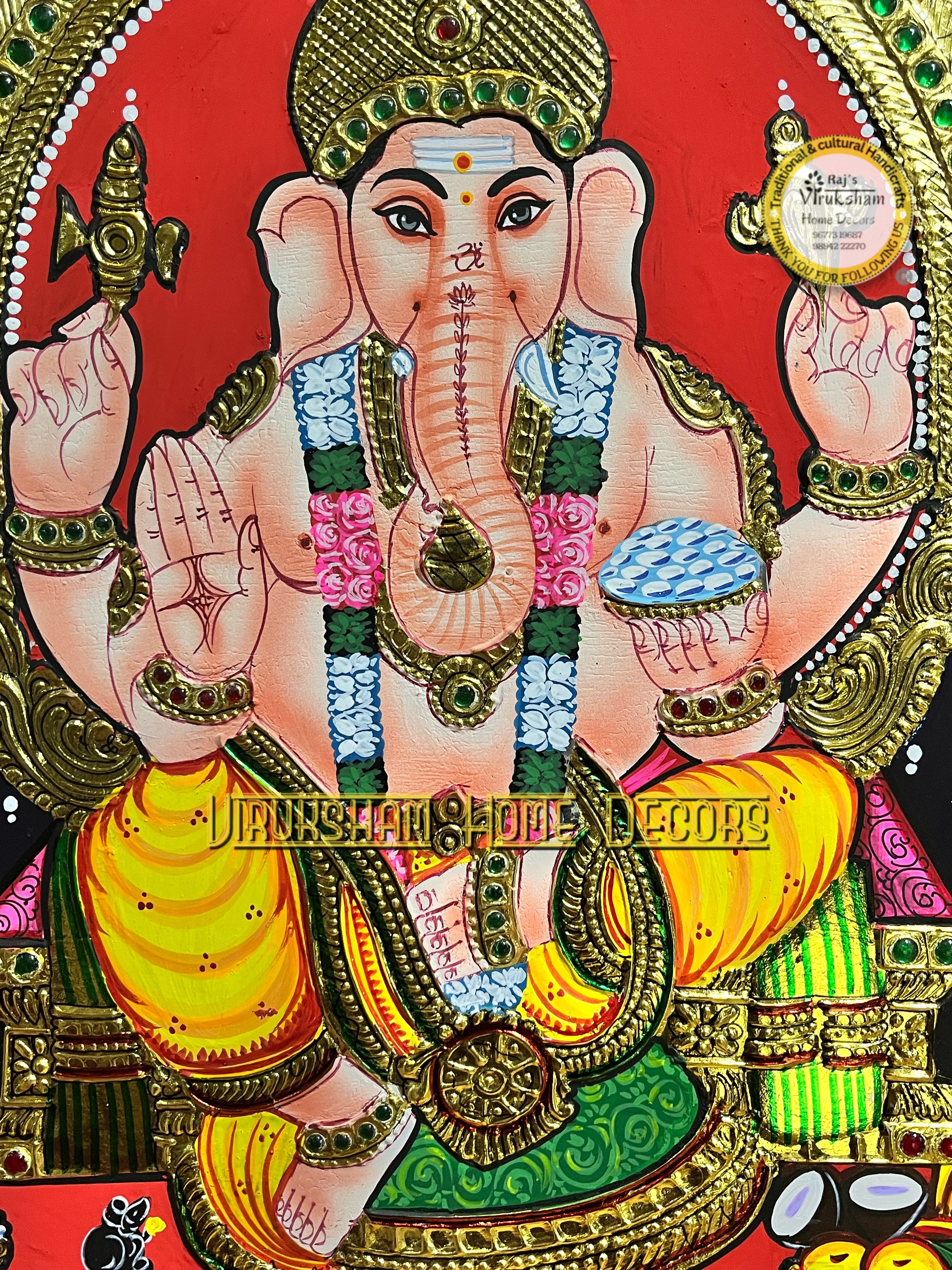 Vinayagar 14x18Tanjore painting -1 board(15 days delivery time)