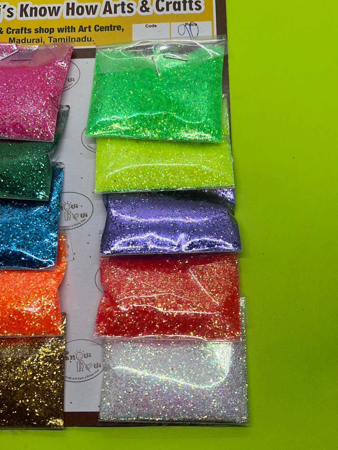 Florescent glitter powder set of 10 shades