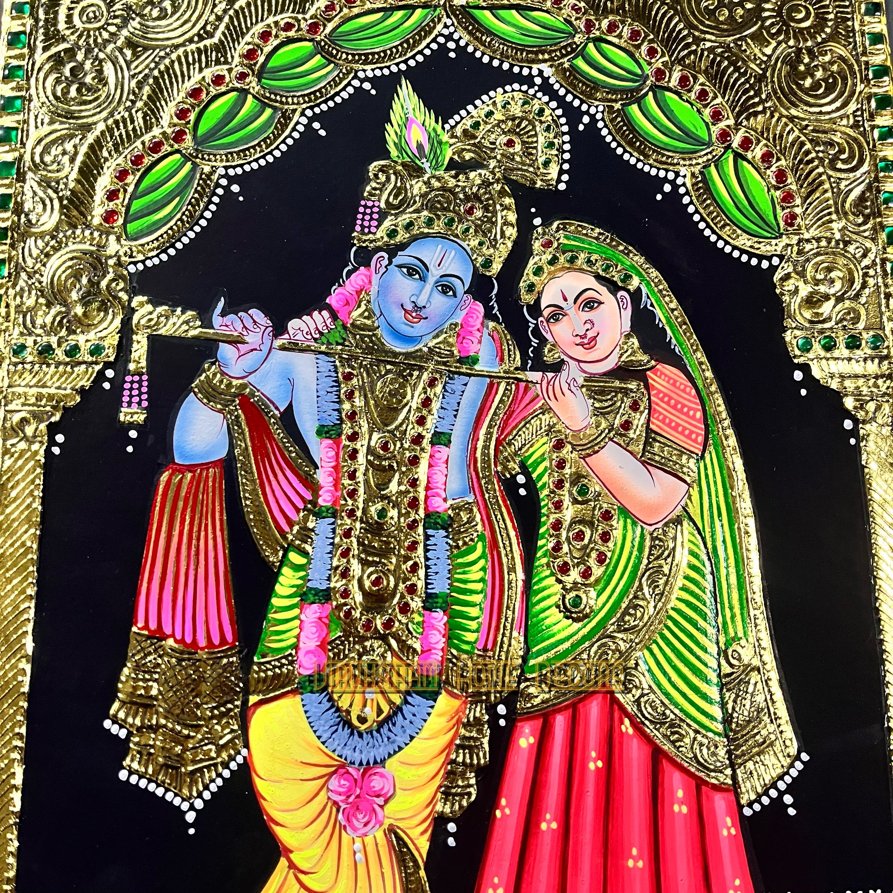 Radha krishna 12x15  Tanjore painting -1 board(15 days delivery time)without frame