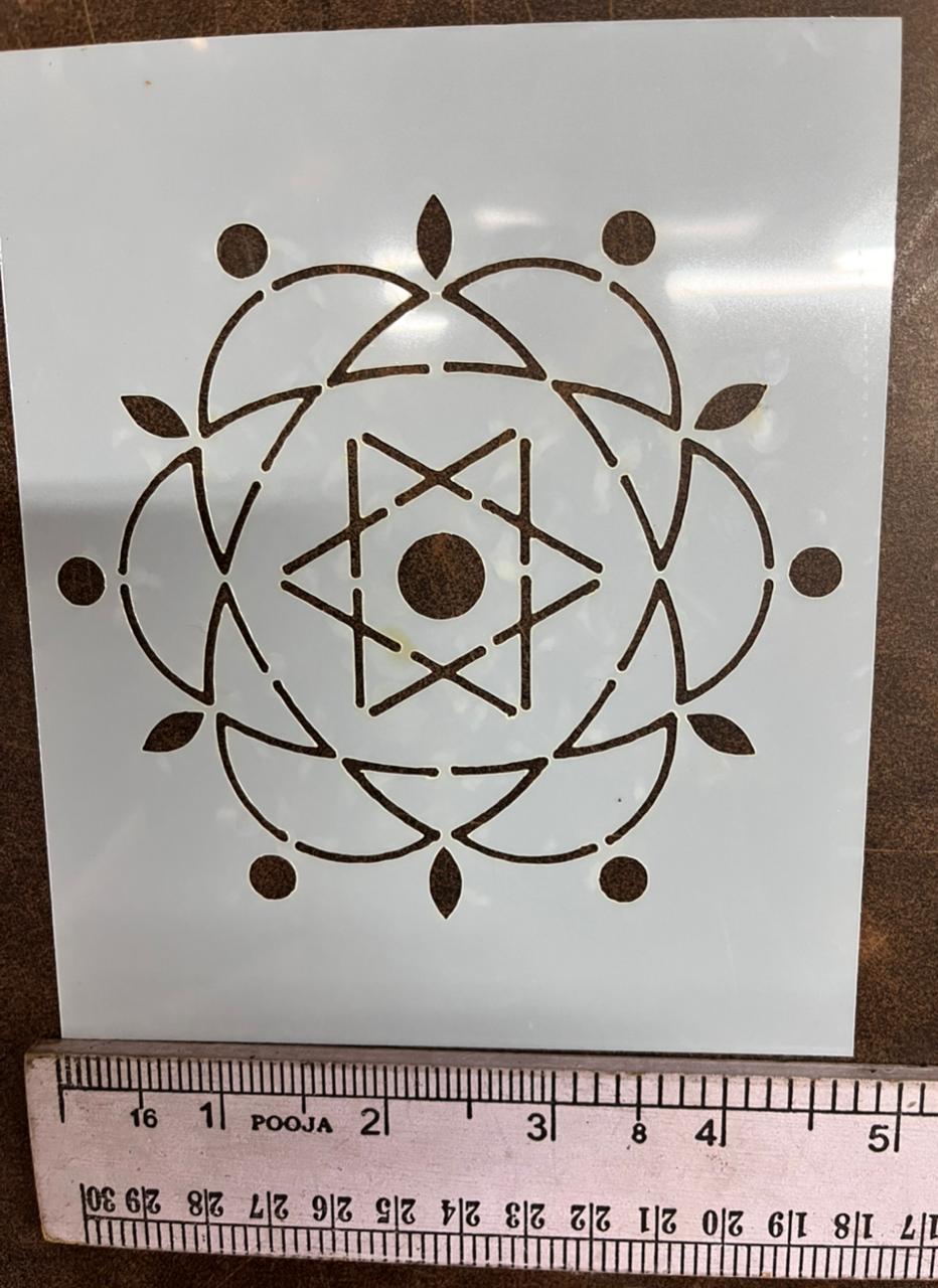 Stencil Rangoli 8inch different shape 9 Assorted designs - STNC ...