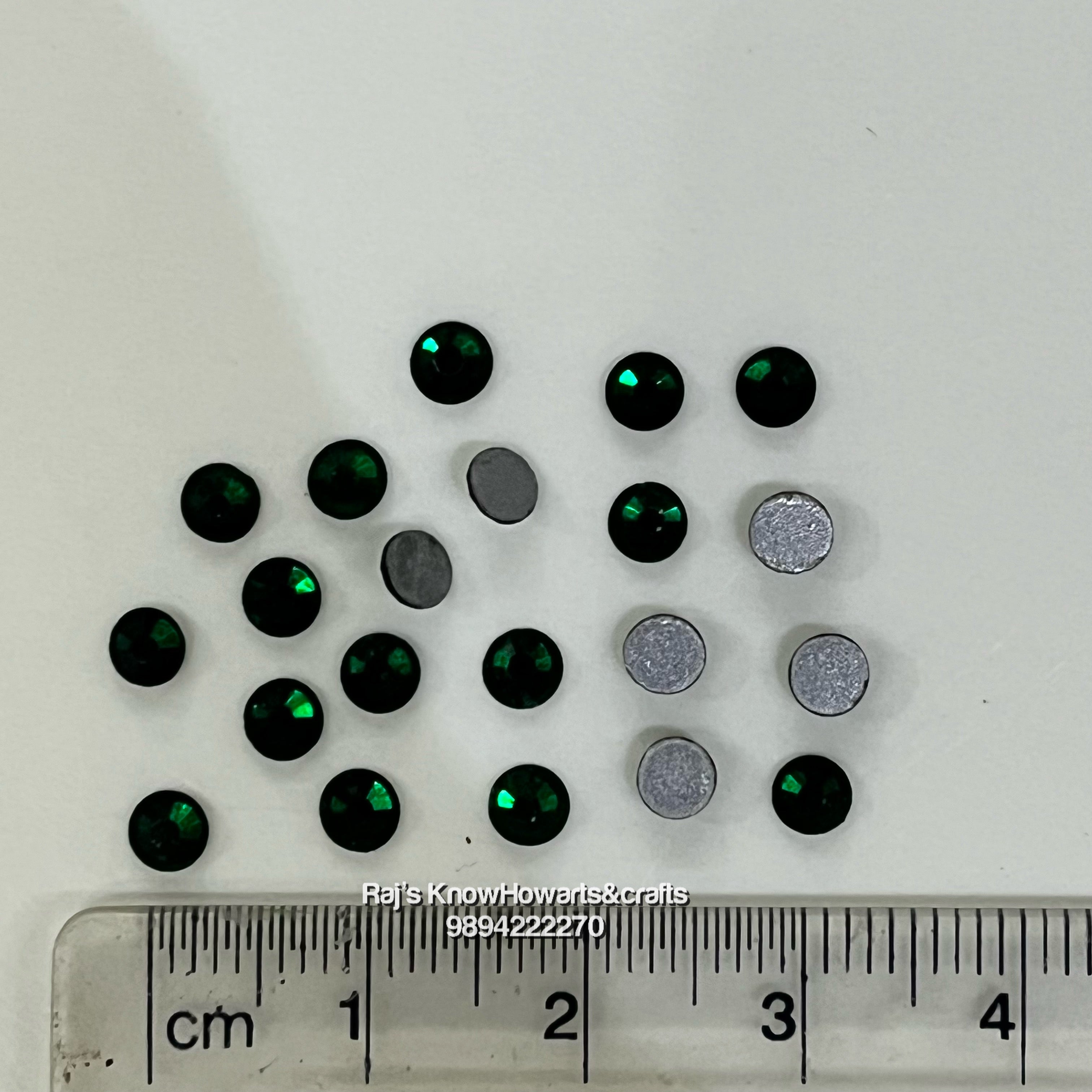 SS16 4mm flat AD round green stone American diamond Kundan stones 40 STONES IN A PACK-FAD16