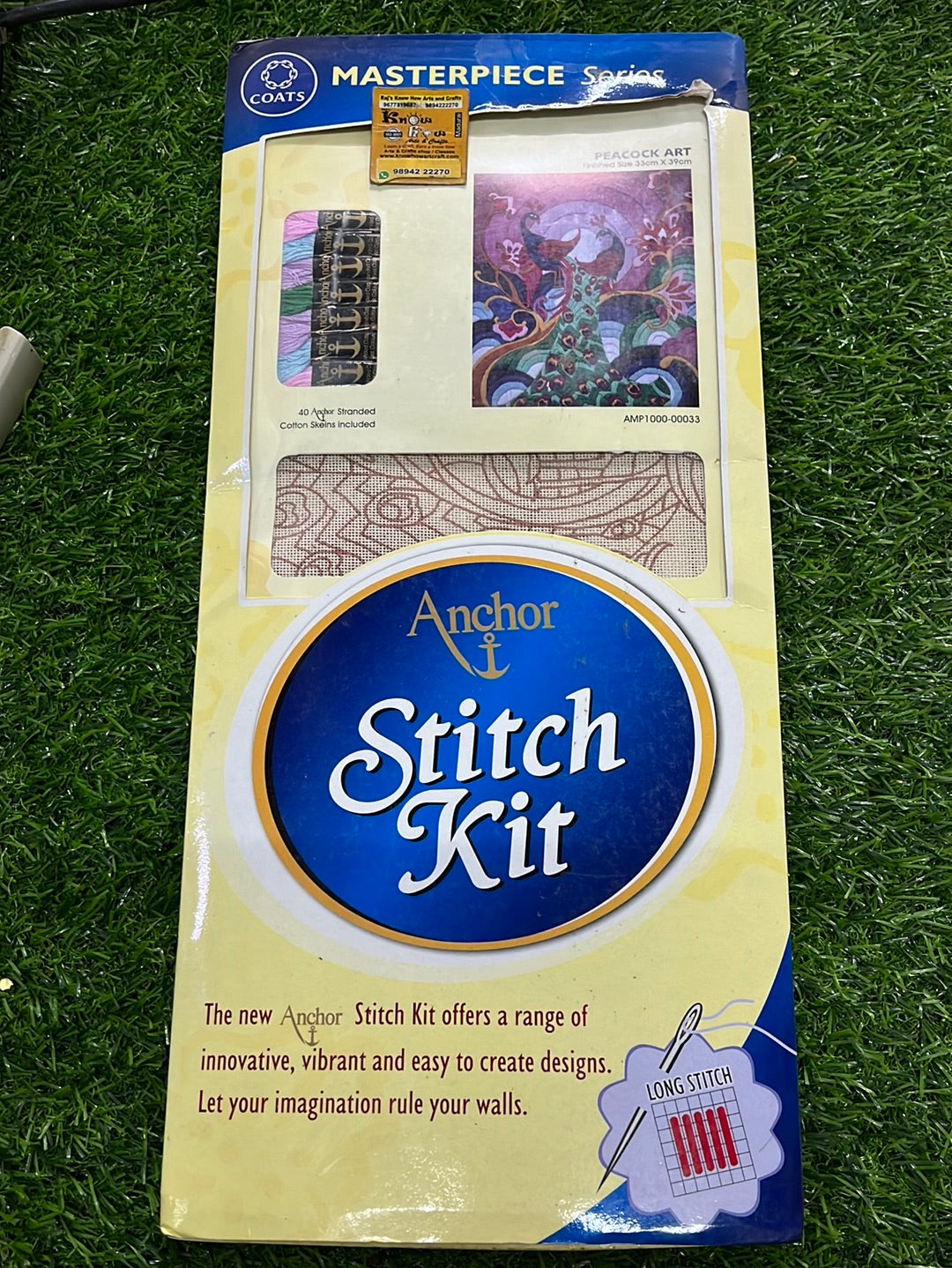 Anchor stitch embroidery kit peacock art  finished size 33cm x 39cm