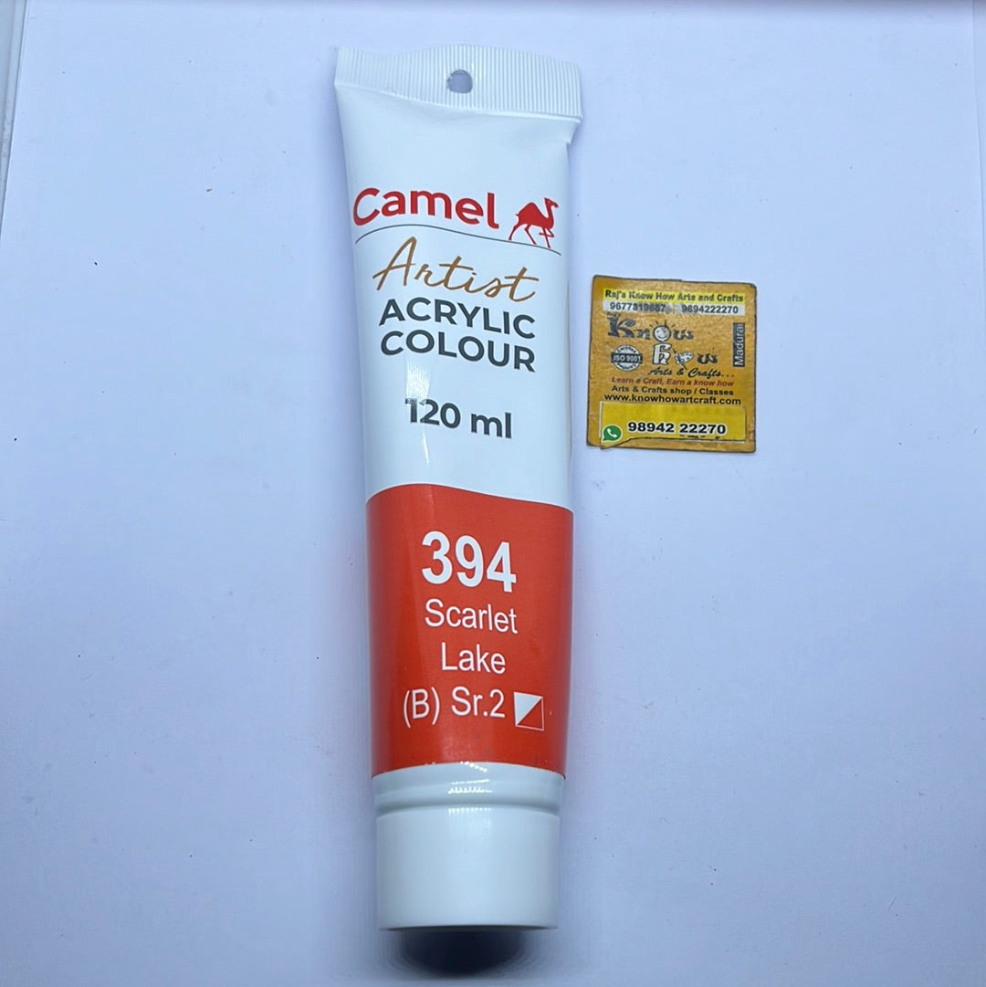 Scarlet lake -120ml Camlin Artist range acrylic colours – KnowHowArtCraft