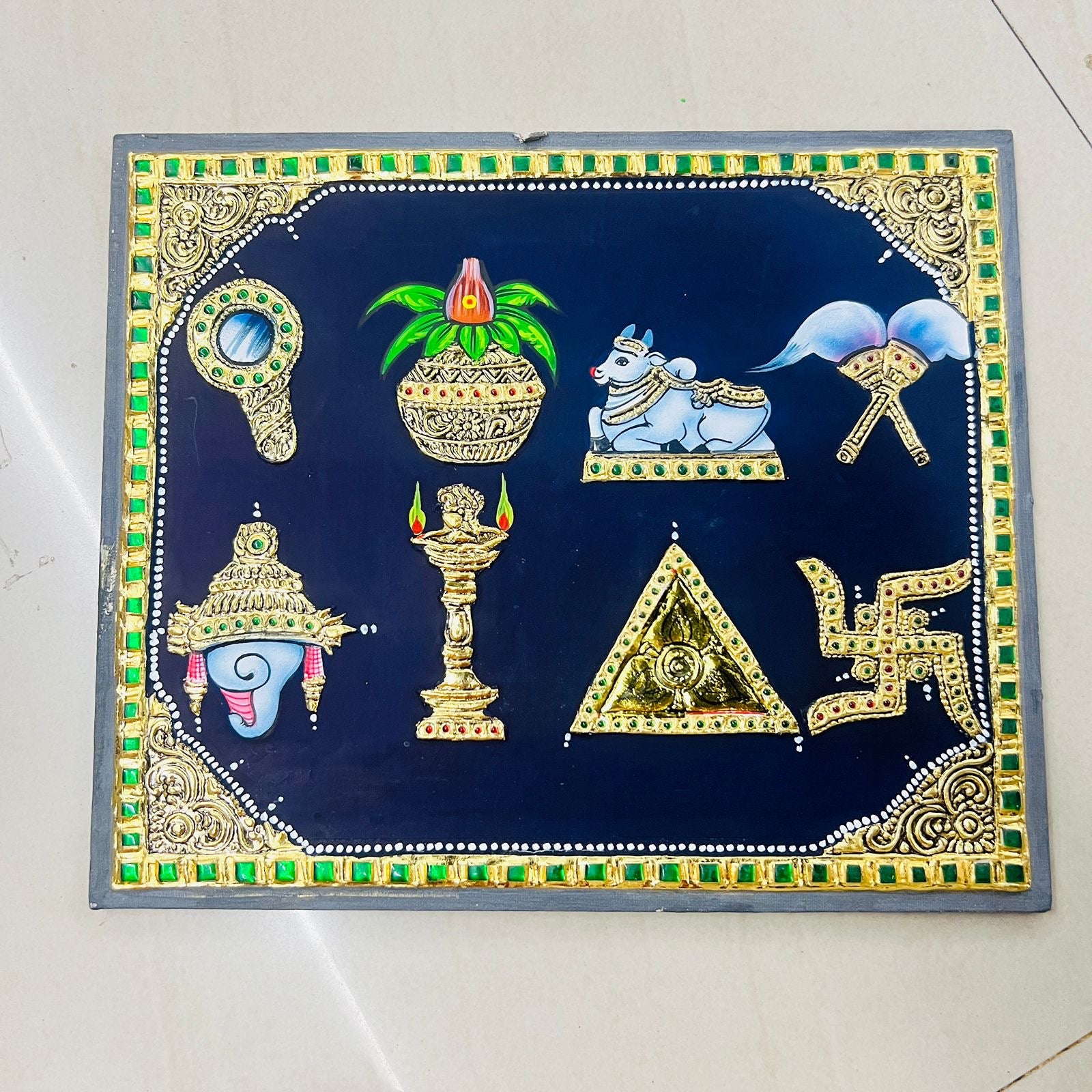 Ashta mangal Tanjore painting 10x12(15days delivery form payment date)- 1pack