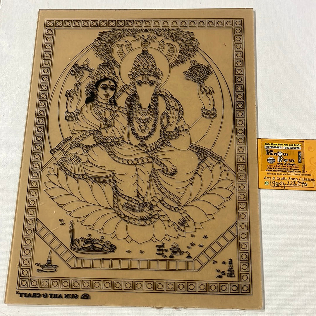 Hayagreeva lakshmi  Tanjore Reverse Fibre Glass Painting