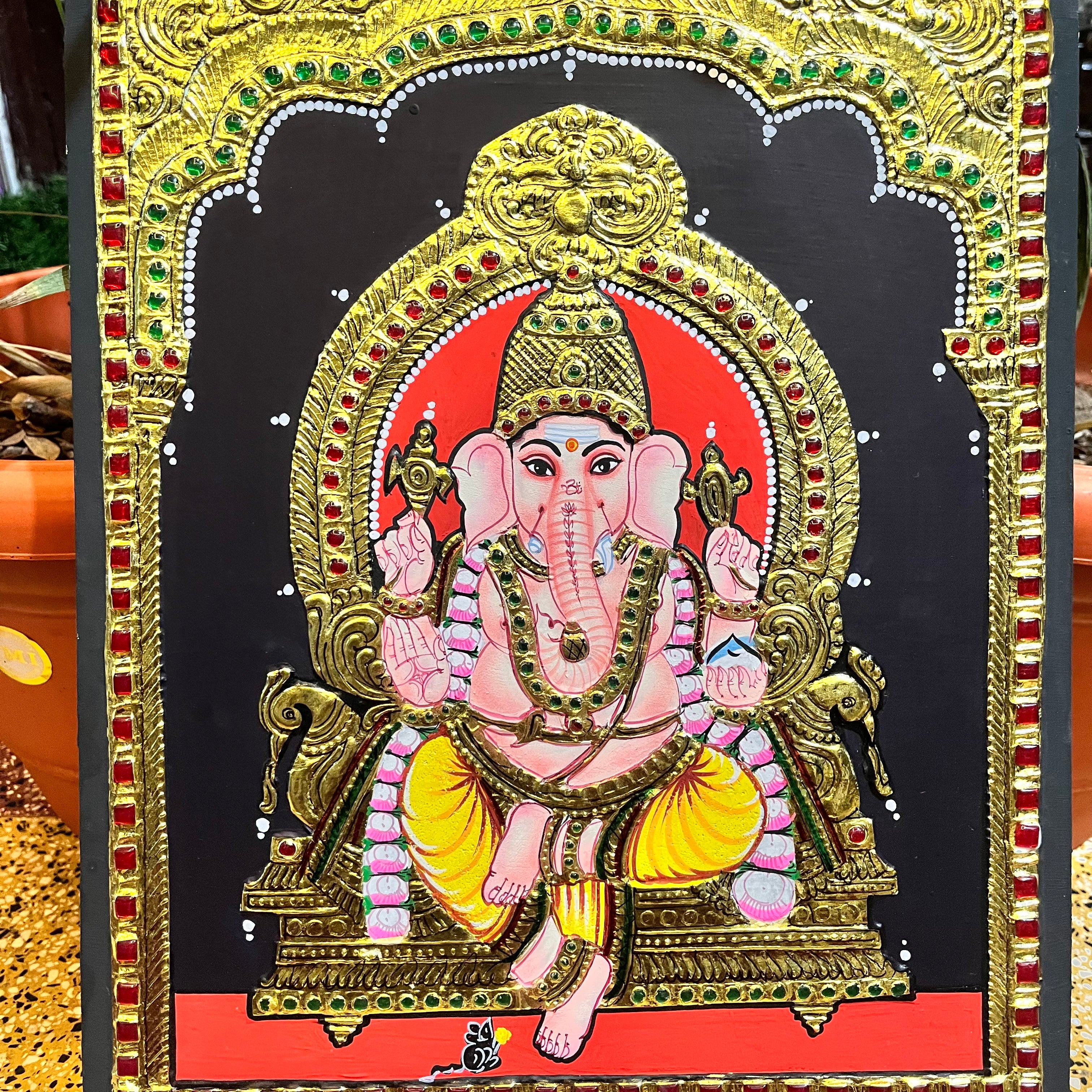 Vinayagar 12x15  Tanjore painting -1 board(15 days delivery time)without frame