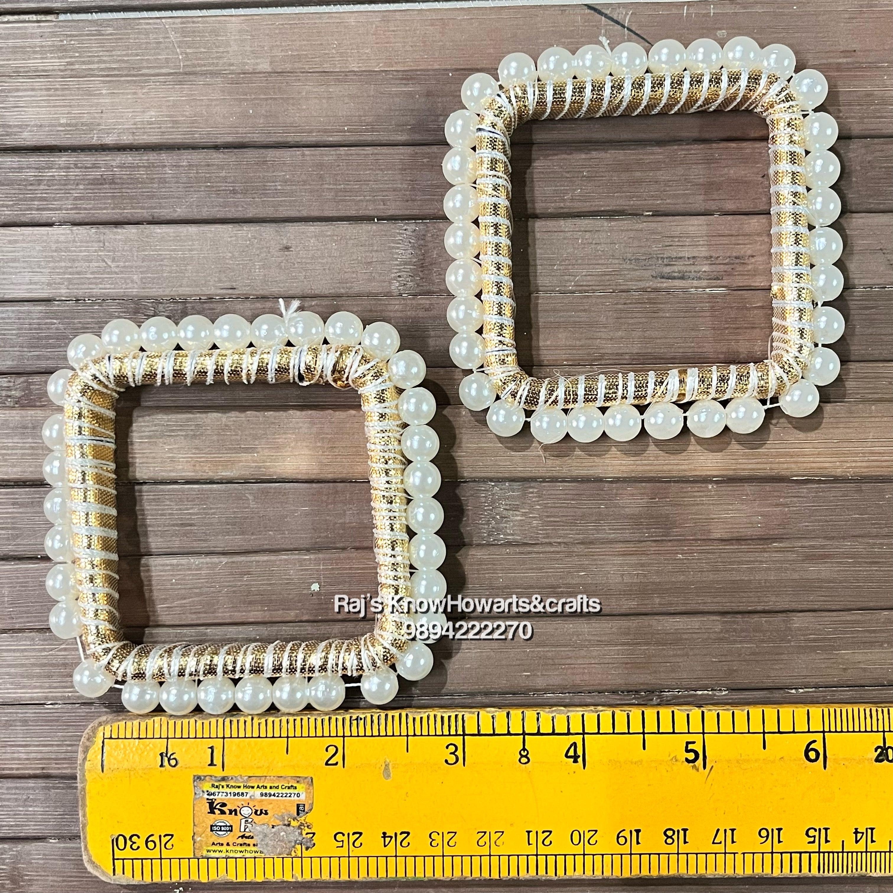 3” white pearl square -  2 pc