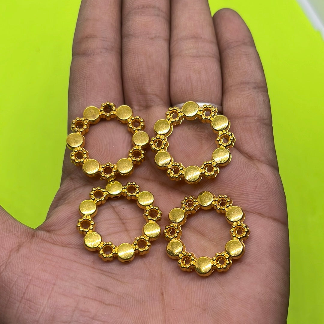 12mm Golden flower Designer ring plastic beads more than 25pc