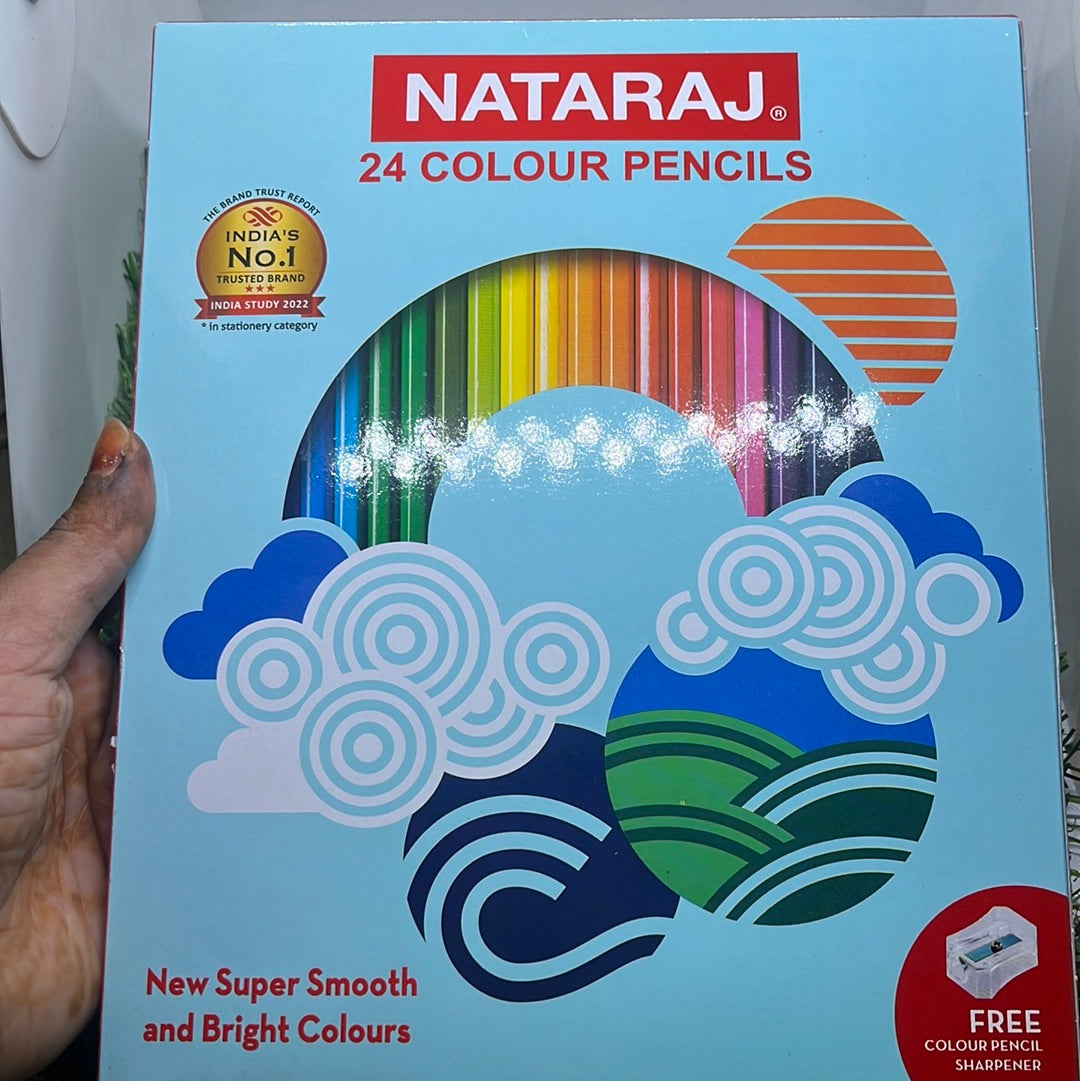 Nataraj 24 colour pencils free color pencil sharpener super smooth and bright colours