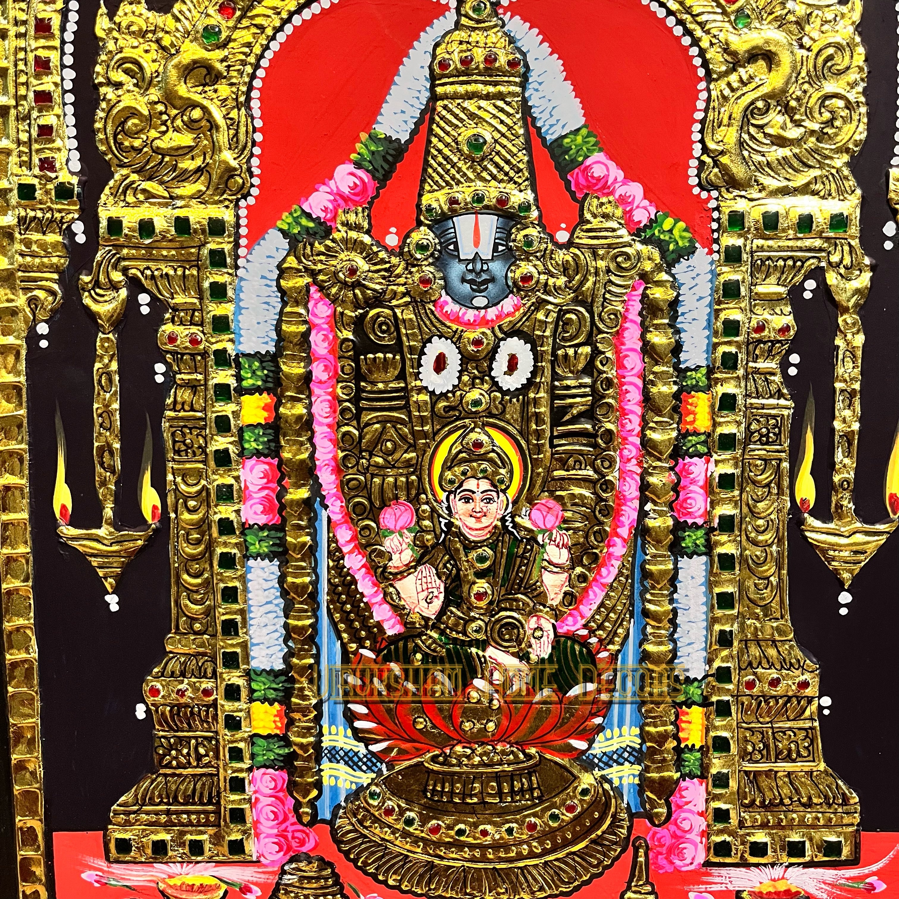 Thirupathi lakshmi 12x15  Tanjore painting -1 board(15 days delivery time)without frame