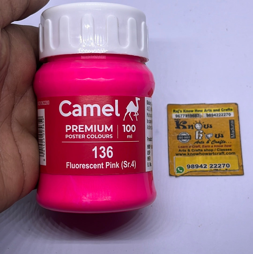 Camel premium poster colours florescent pink 100 ml