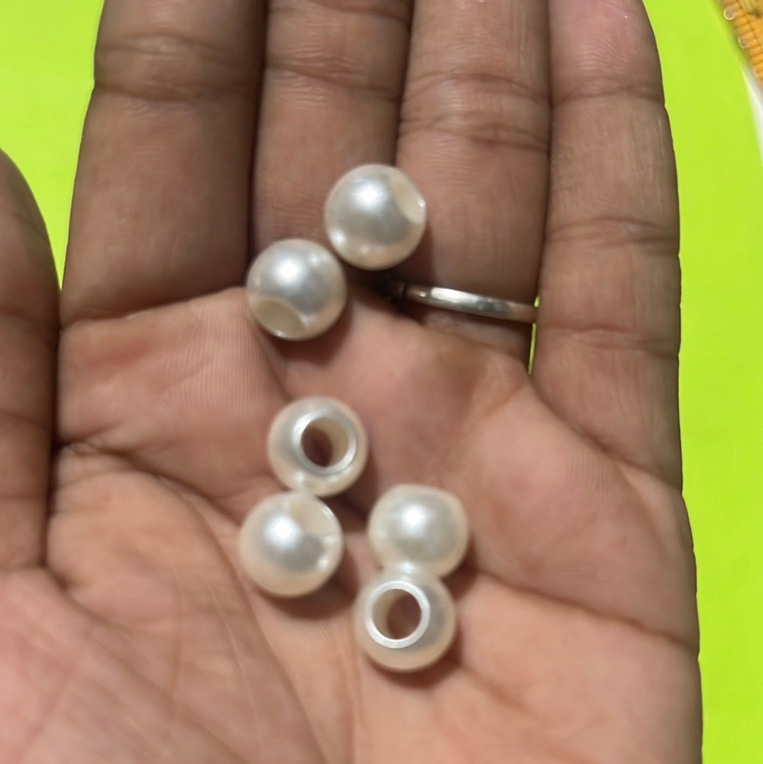 White plastic Round  Pearl 12mm  25 g