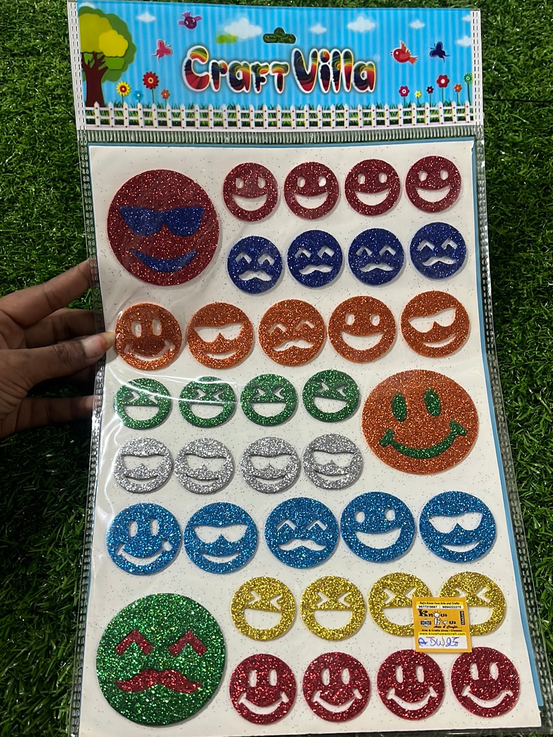 smile Glitter stickers A4size-1 pack