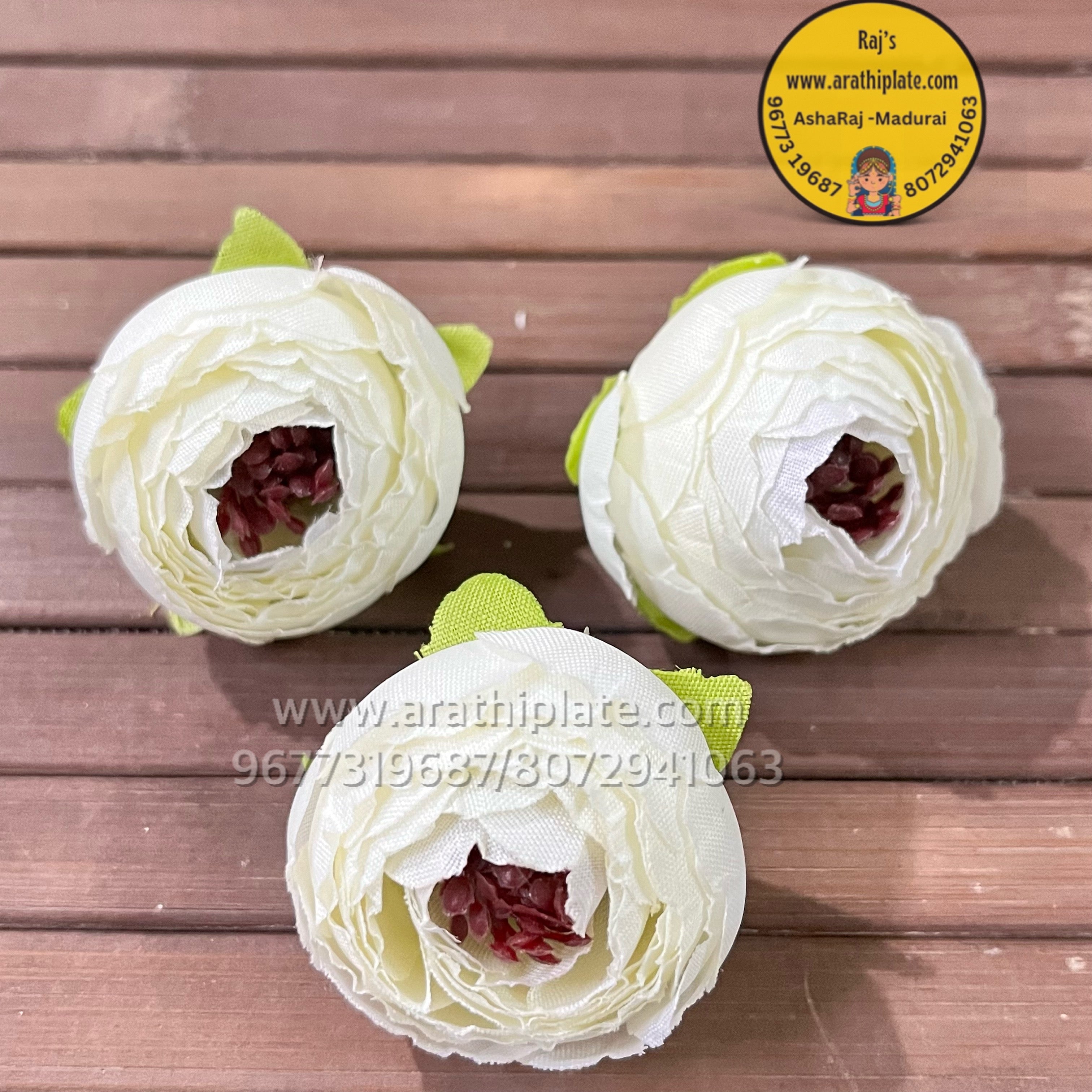 Kutty Peonies Half White- 10 pc in a pack