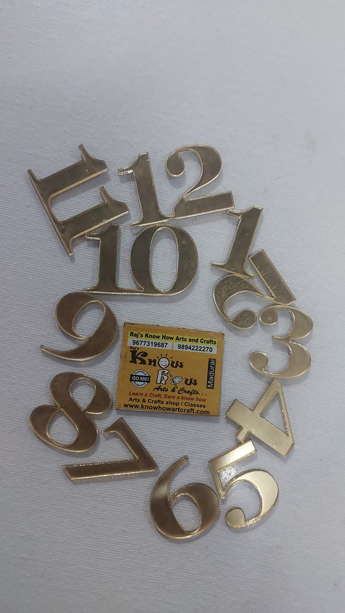 Gold acrylic numbers – KnowHowArtCraft