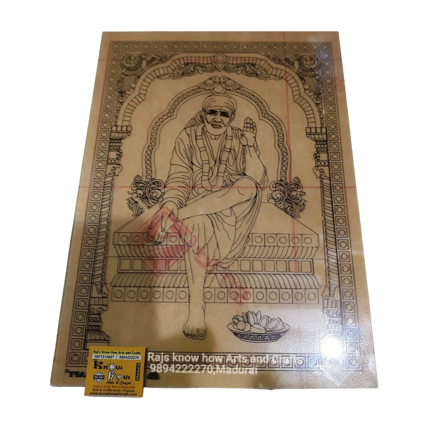 Shiridi Sai Baba Tanjore reverse fibre glass painting