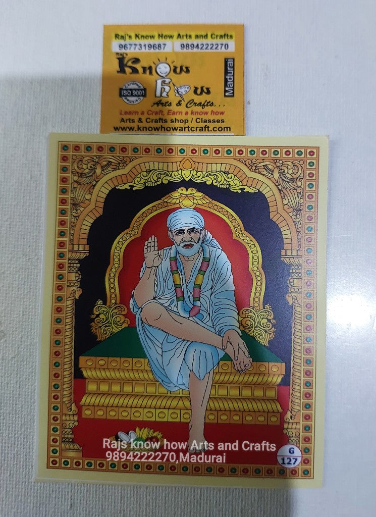 Shiridi Sai Baba Tanjore reverse fibre glass painting