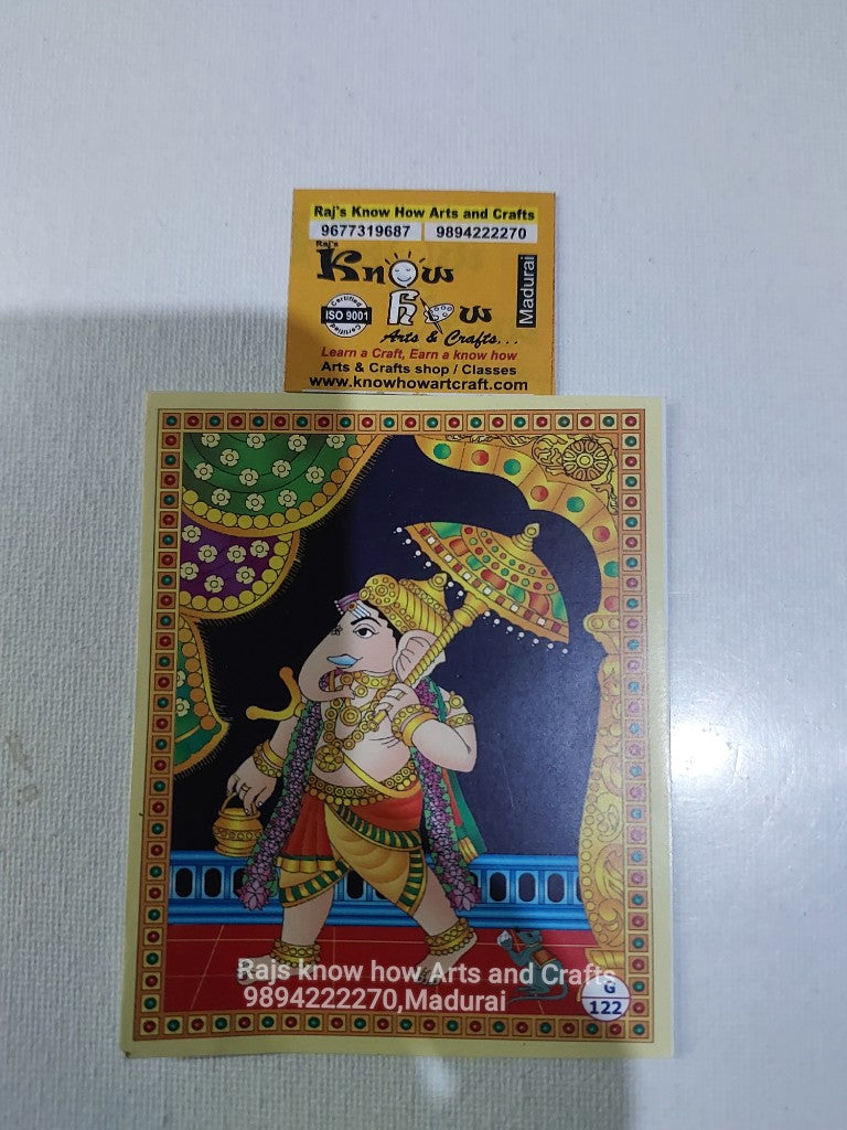 Umbrella Vinayagar tanjore reverse glass painting