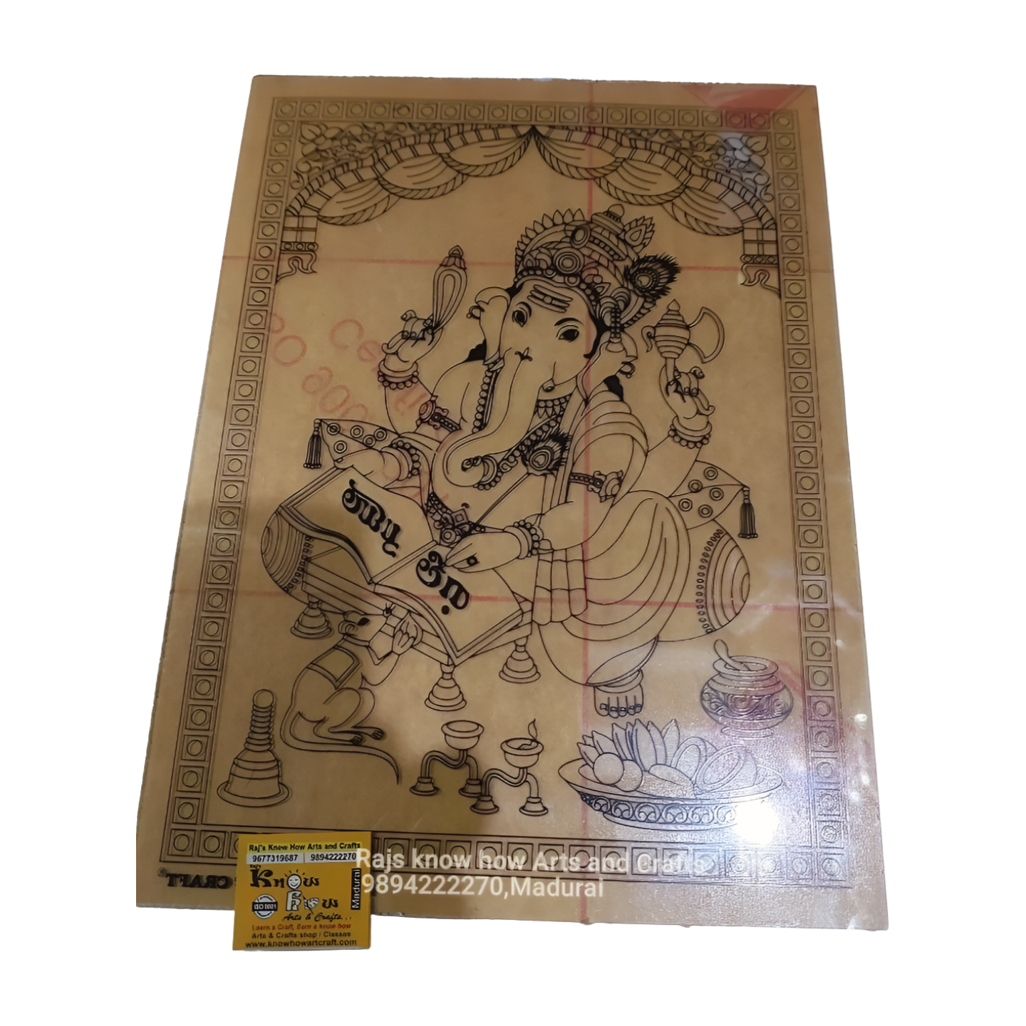 Om Ganesh Tanjore reverse fibre glass painting