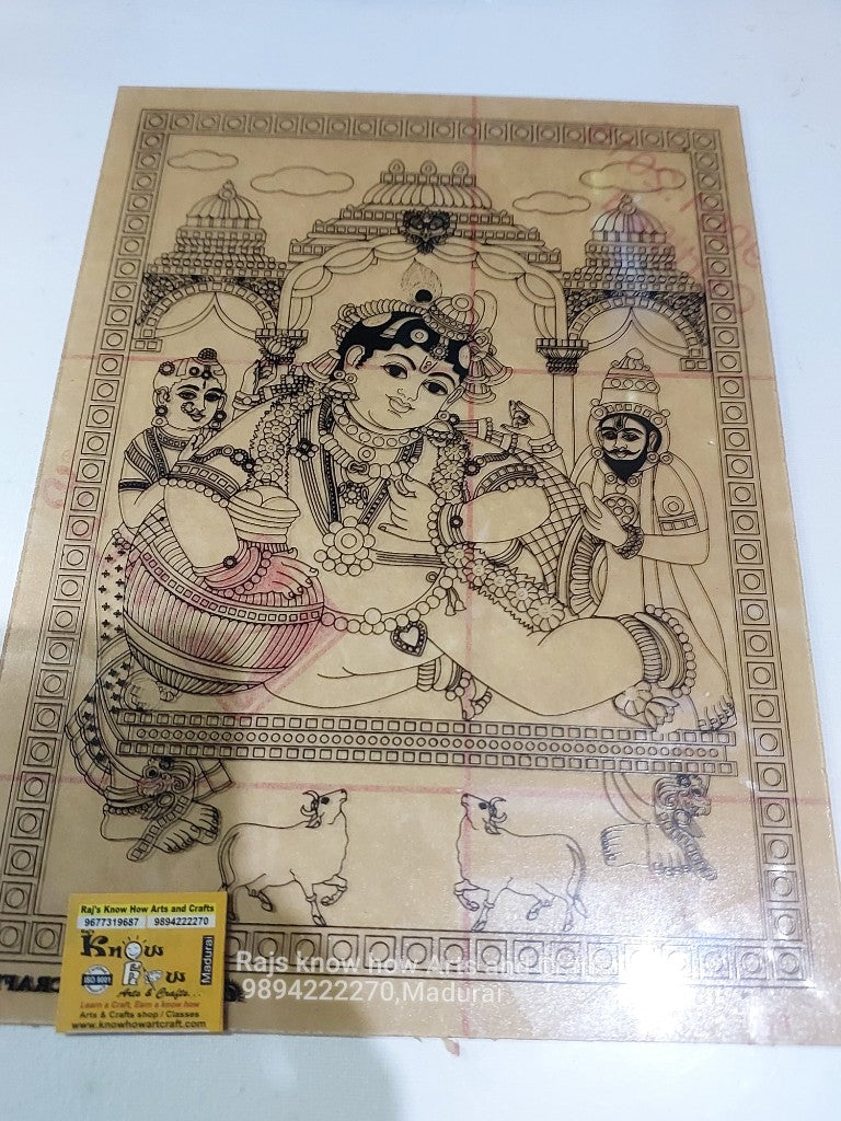 Butter Krishna tanjore reverse glass painting