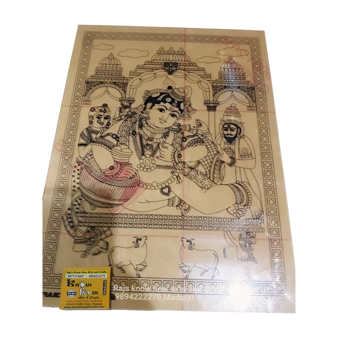 Butter Krishna tanjore reverse glass painting