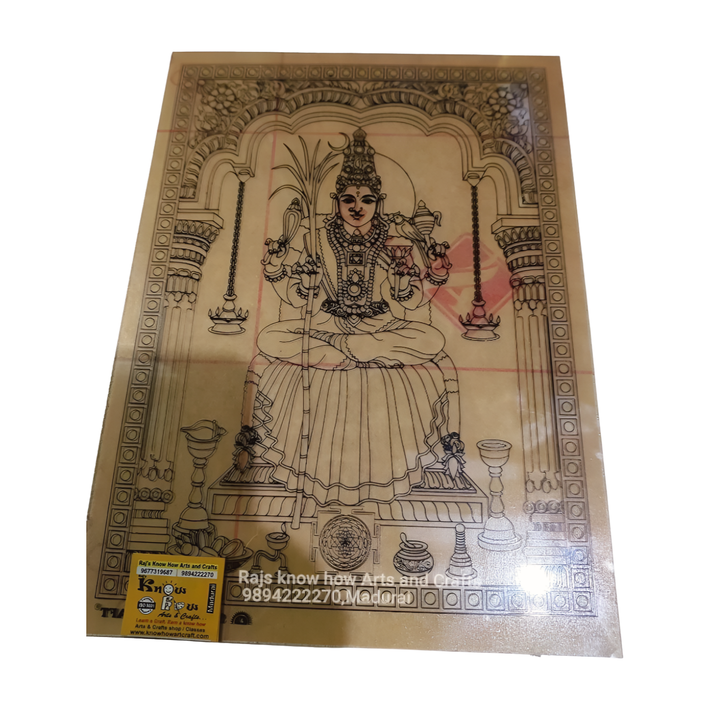Kamatchi Amman tanjore reverse glass painting