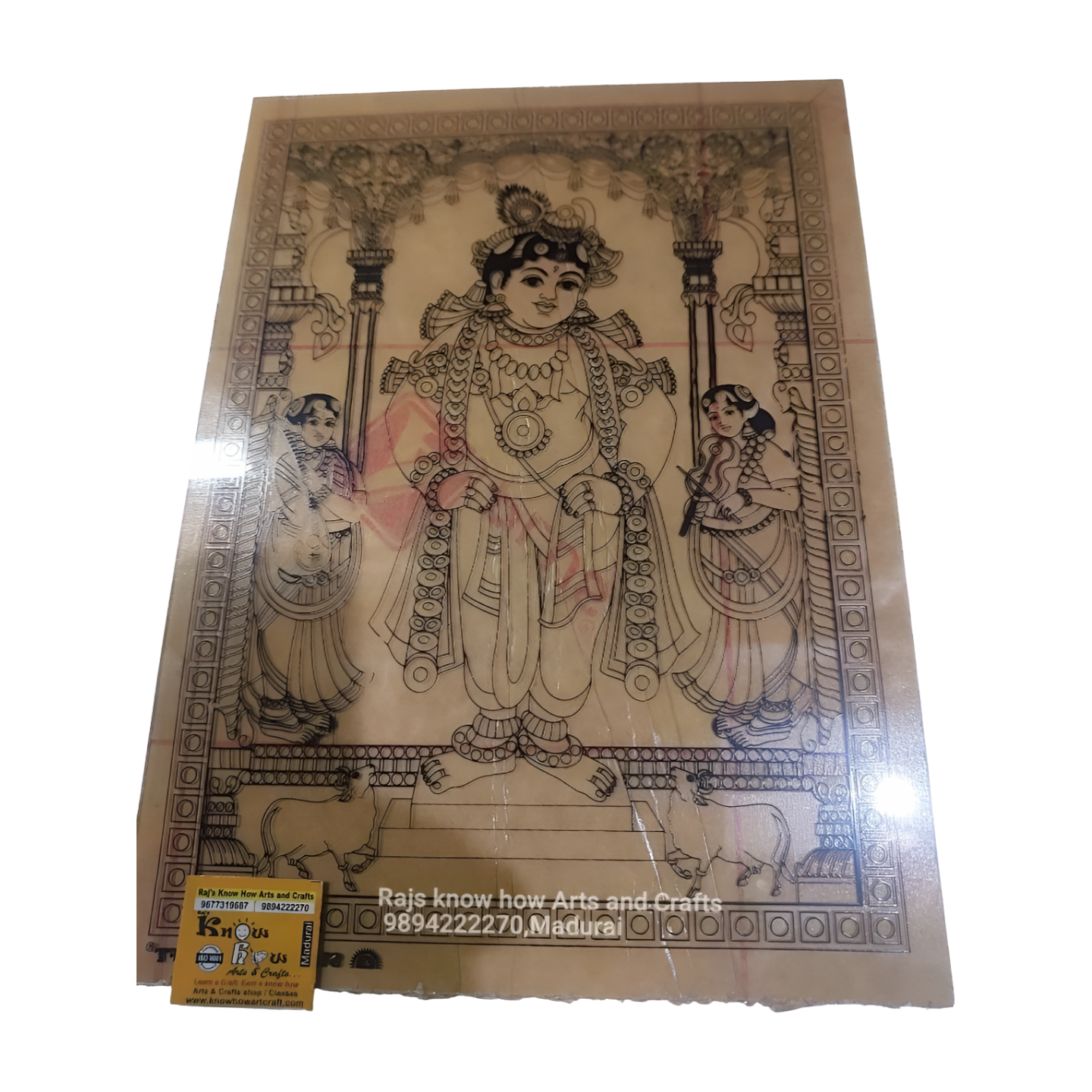Standing krishna Tanjore Reverse Fibre Glass Painting