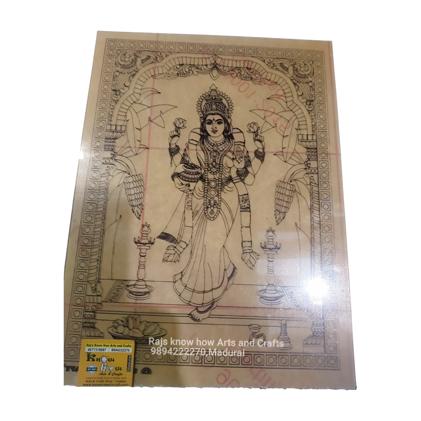 Varalakshmi Tanjore Reverse Fibre Glass Painting