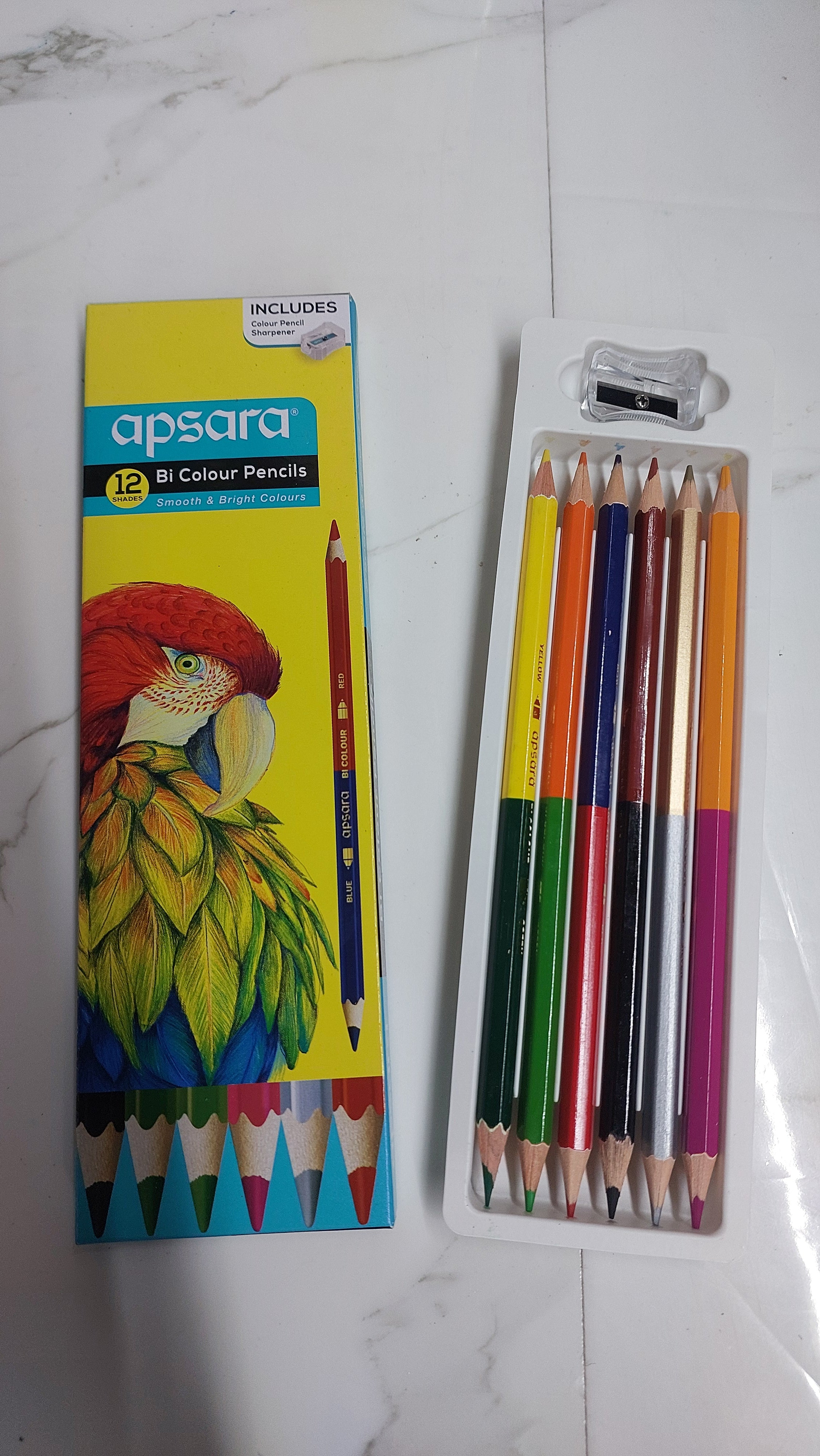 Apsara 12shades 6 Bi colour pencils-1set