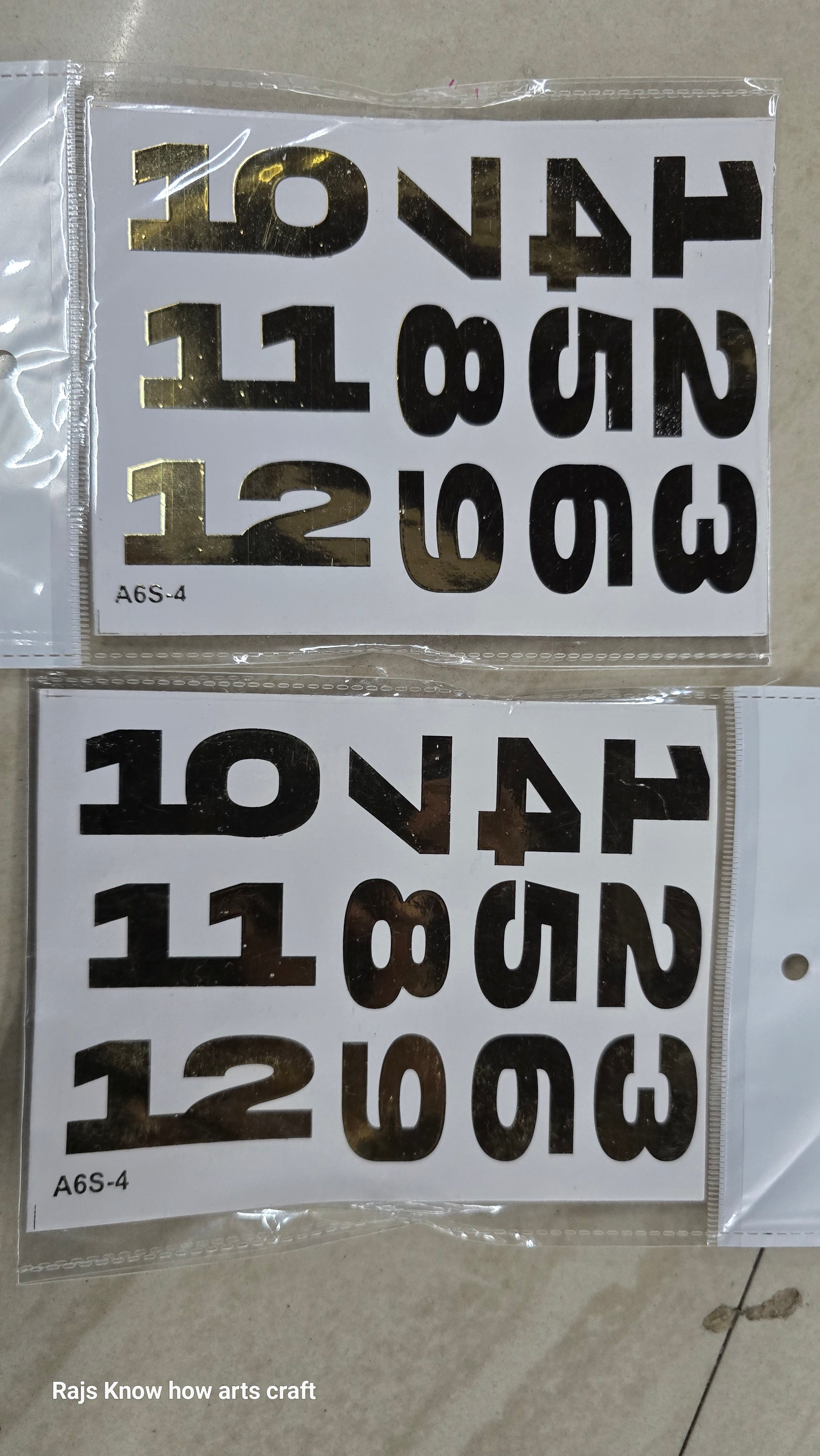 1-12 gold clock Resin Number Stickers