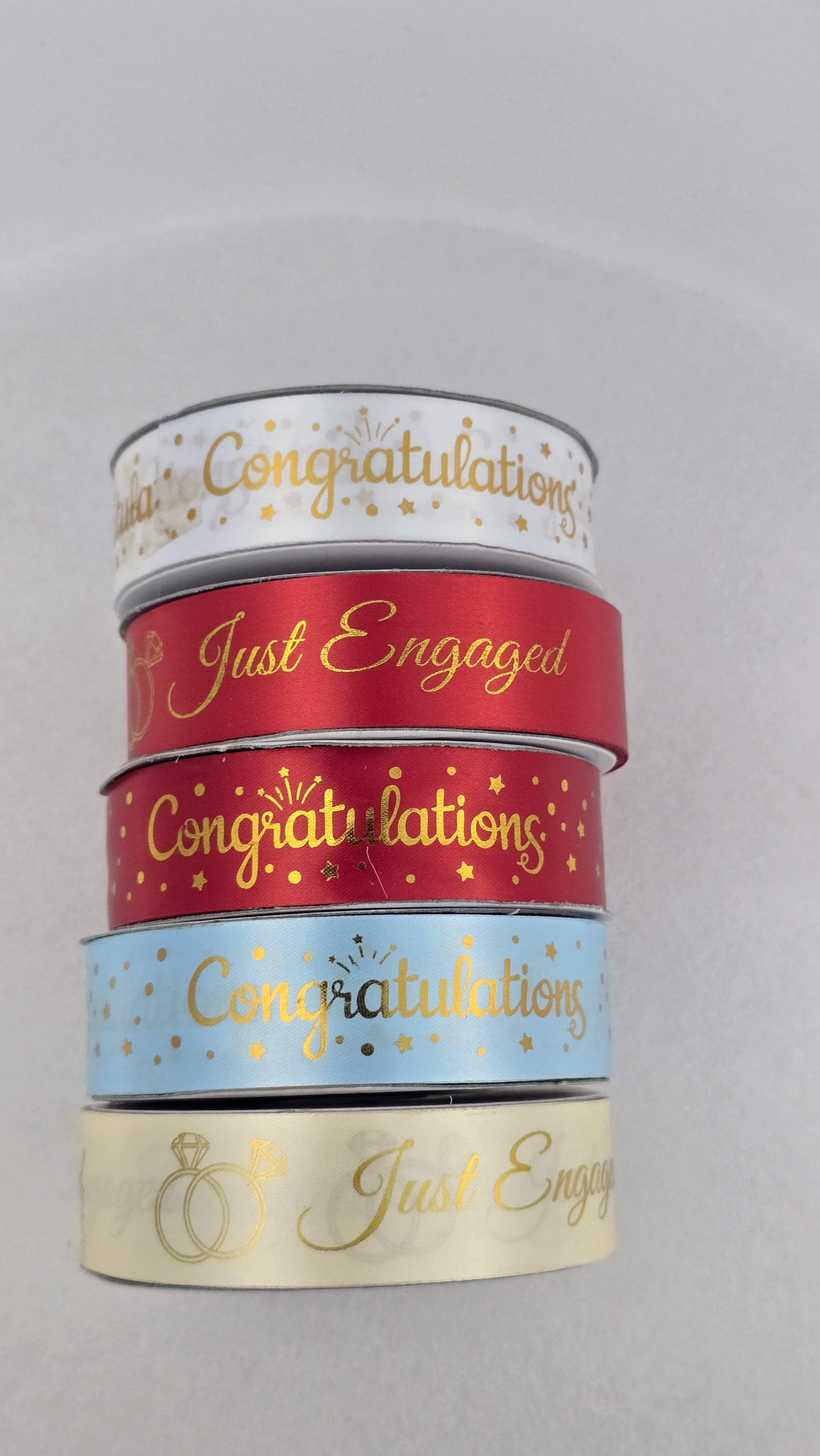 Just engaged Satin design ribbon 20 meter -any   assorted color roll -1 pcs