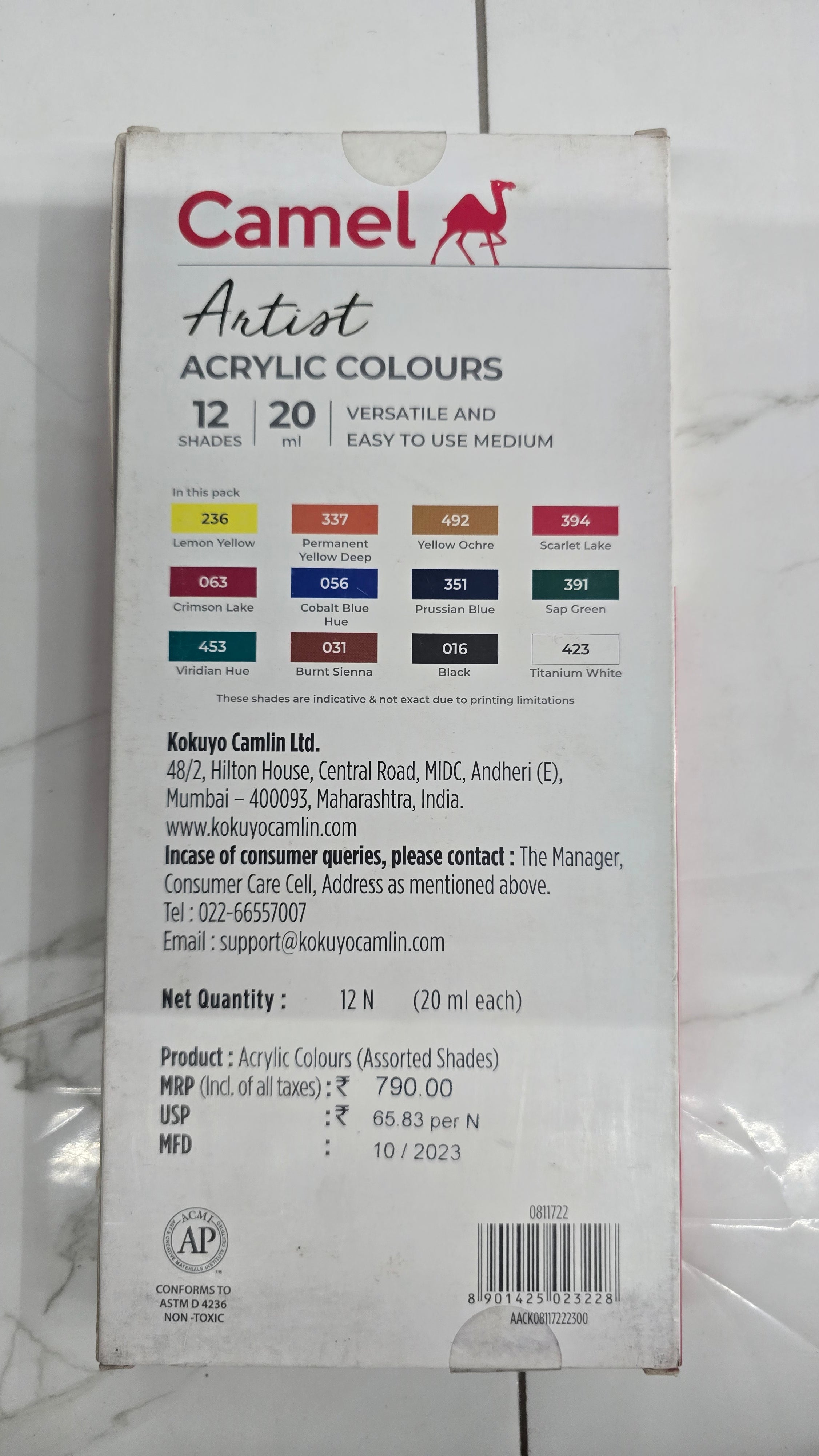 20ml Camlin Artist range acrylic colours