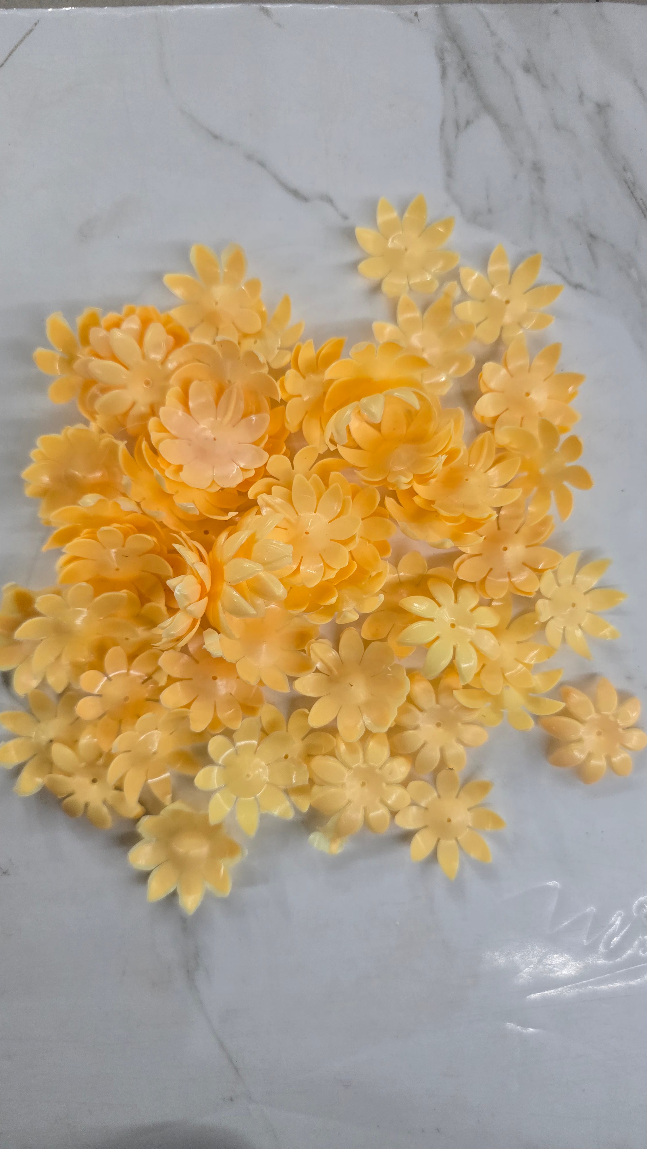 plastic yellow Jasmine  flower beads for jewelry making 100g in a pack