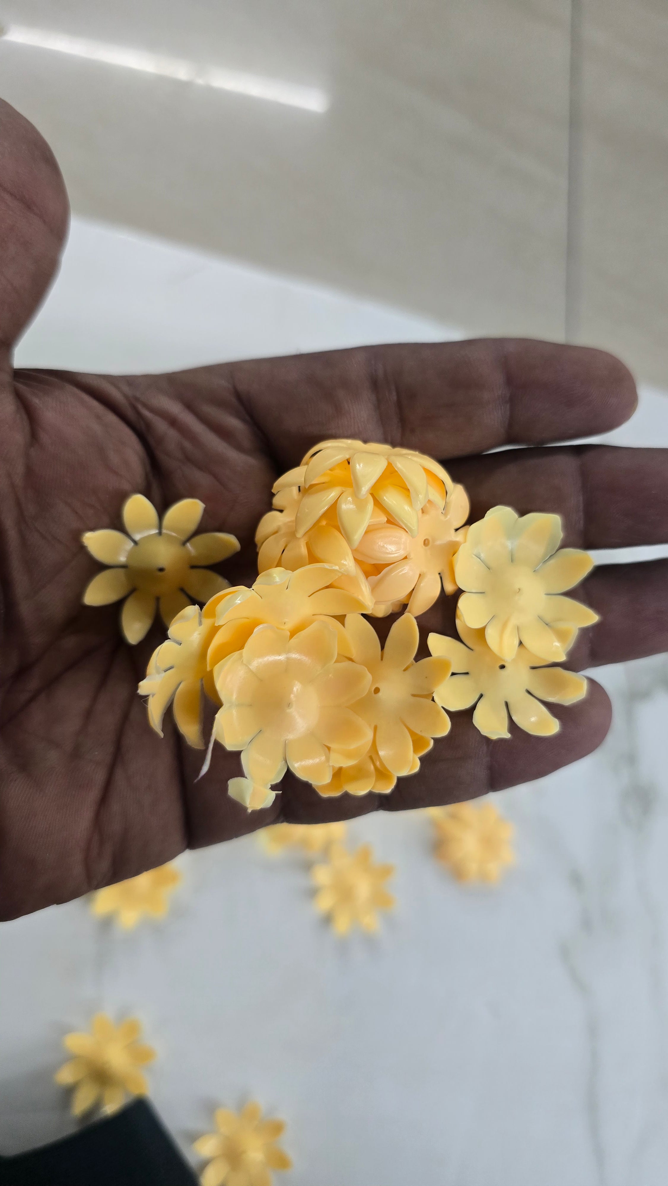 plastic yellow Jasmine  flower beads for jewelry making 100g in a pack