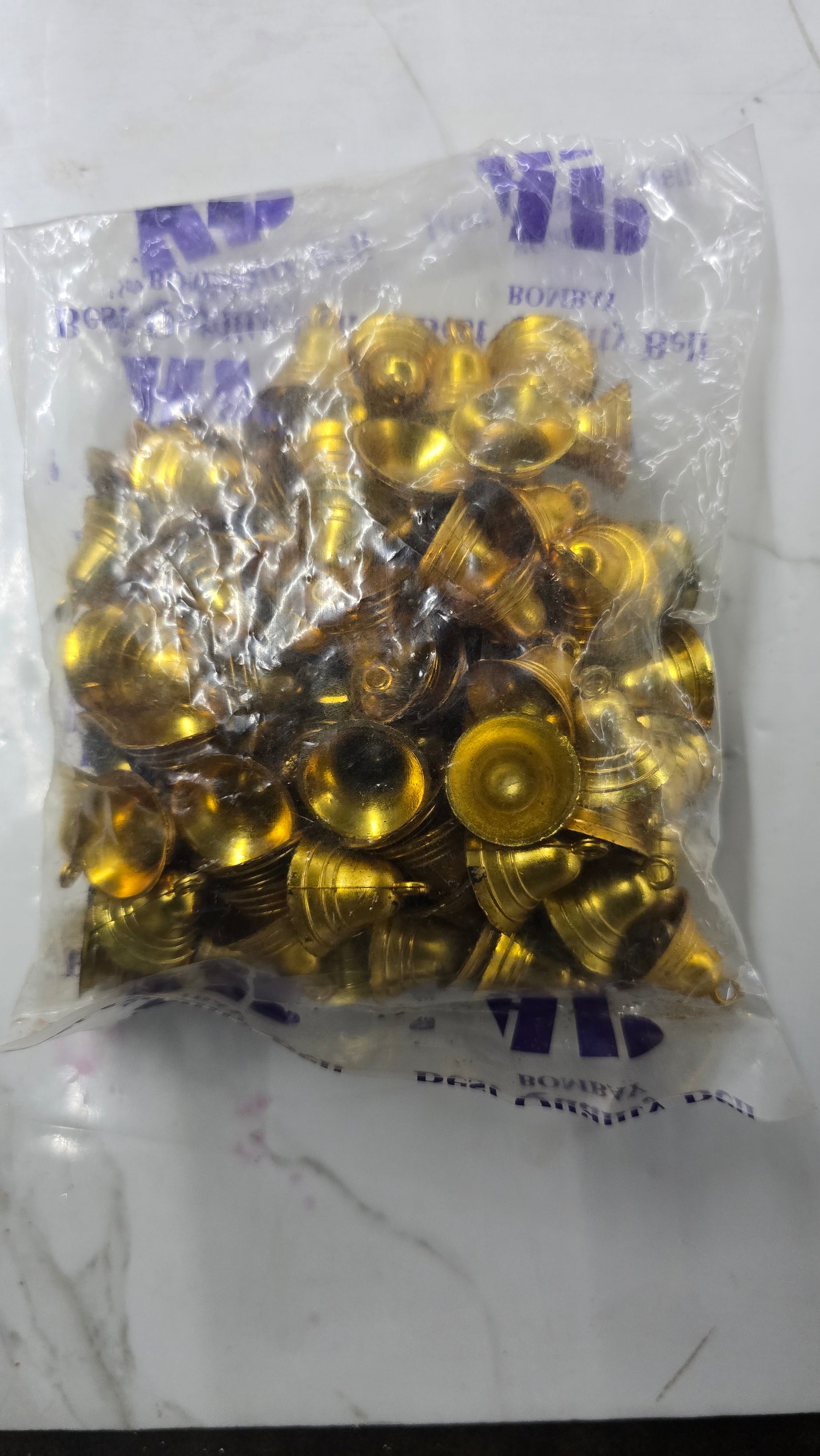 Plastic golden bells medium size 50g pack- sbel