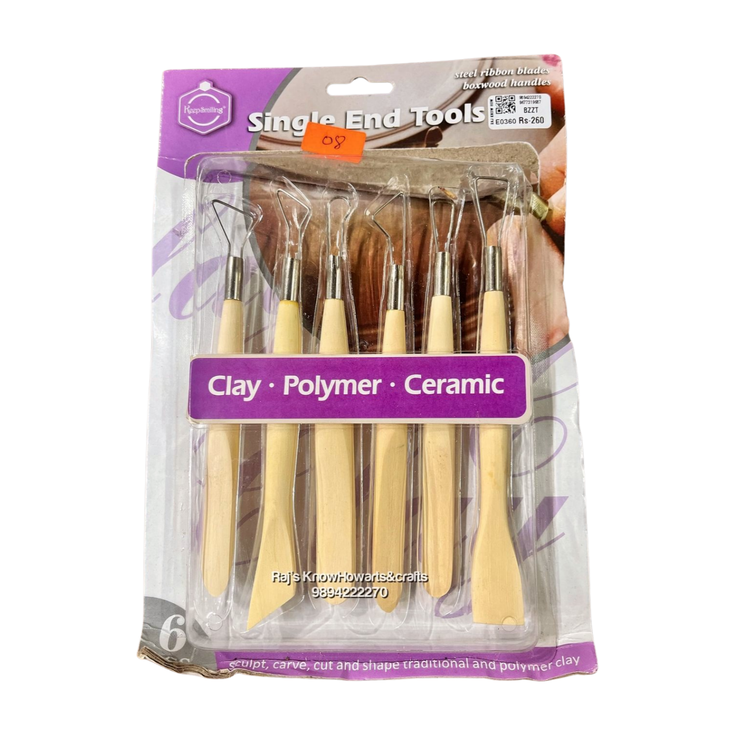 6PCS CLAY TOOL WOODEN HANDLE SPECIAL-E0360