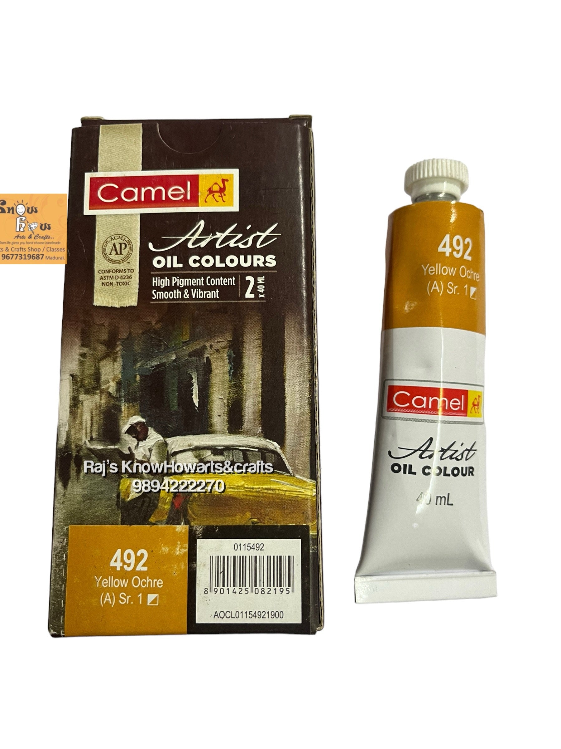 Artist Oil Colours yellow ochre  40 ml- 1 tube