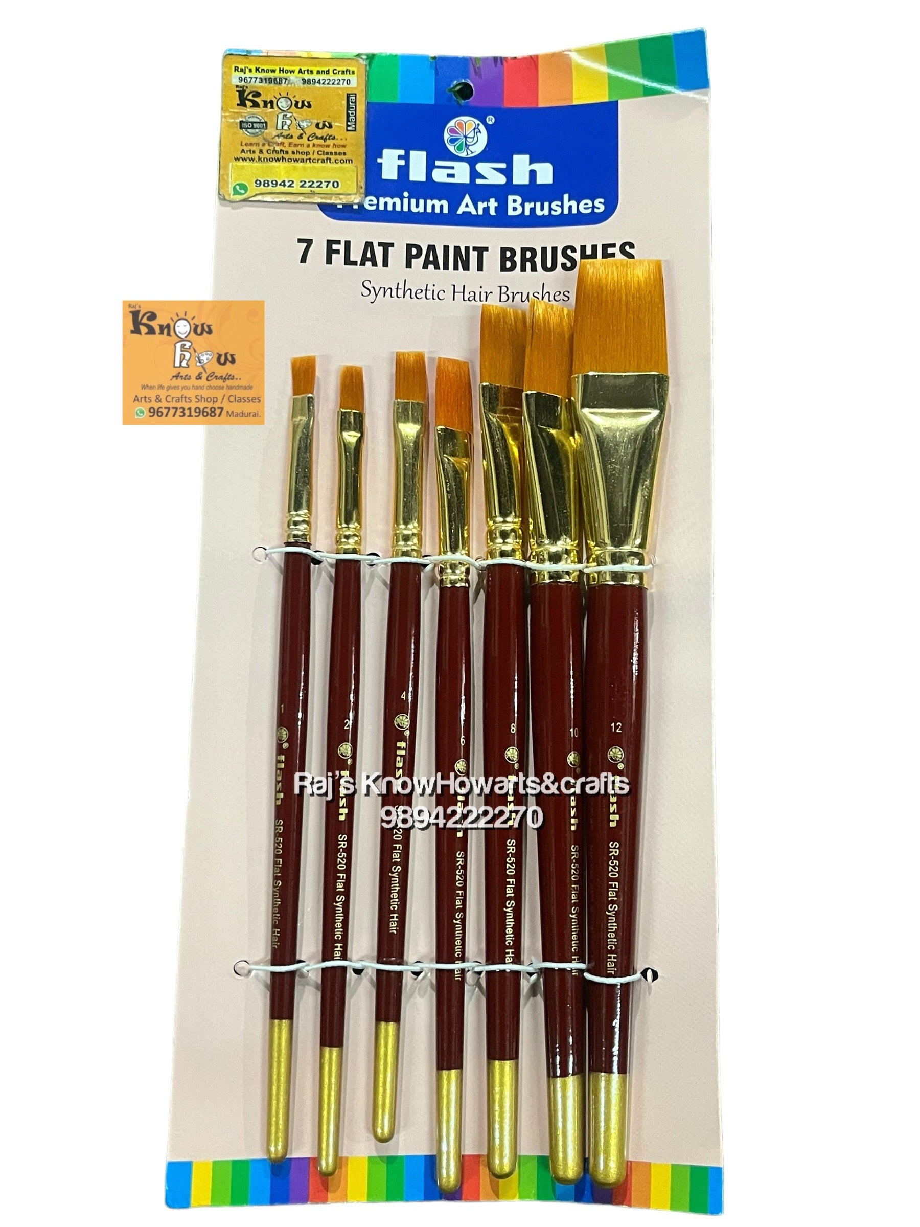 Flash premium art brushes 7 flat paint brushes