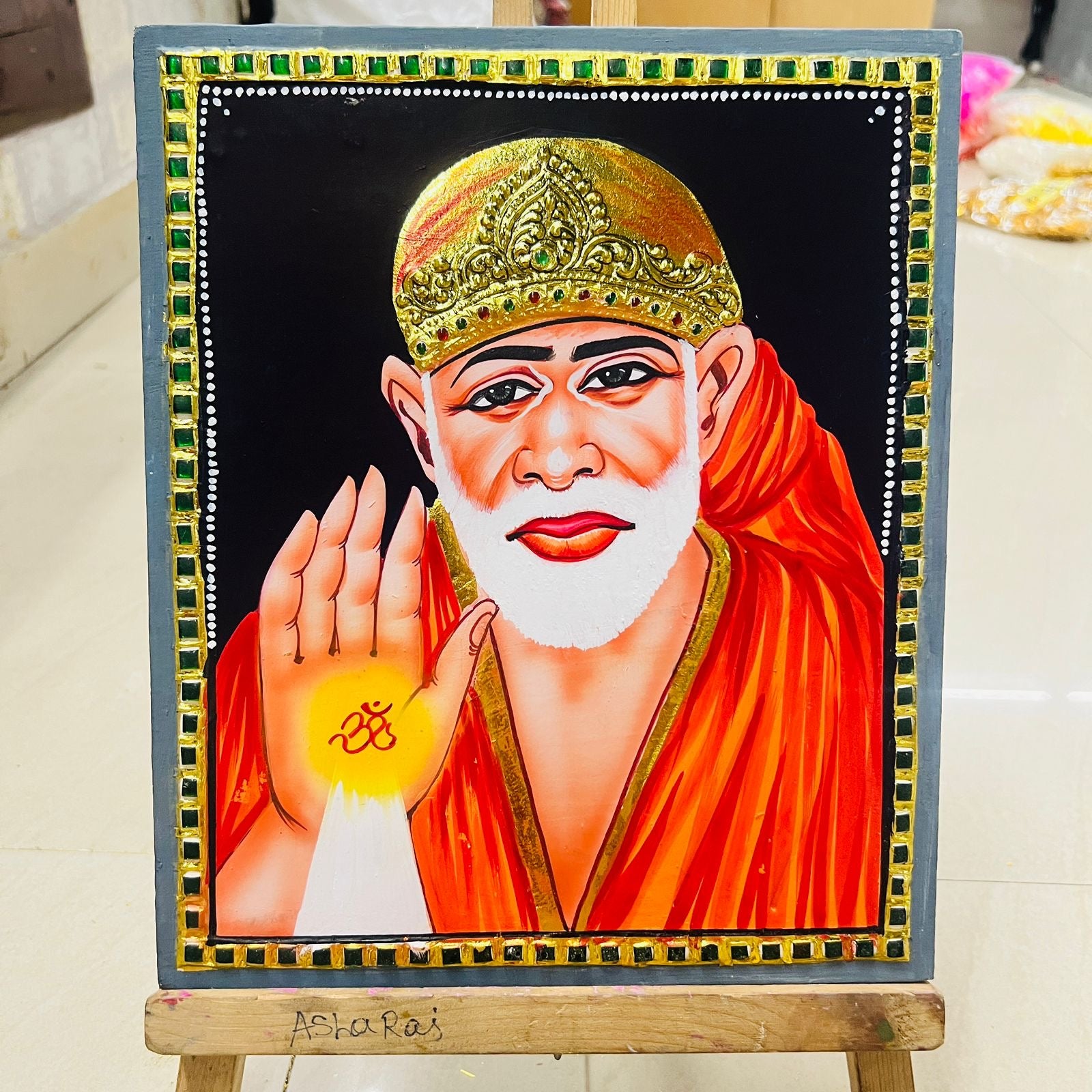 Sai baba Tanjore painting 10x12(15days delivery form payment date)- 1pack