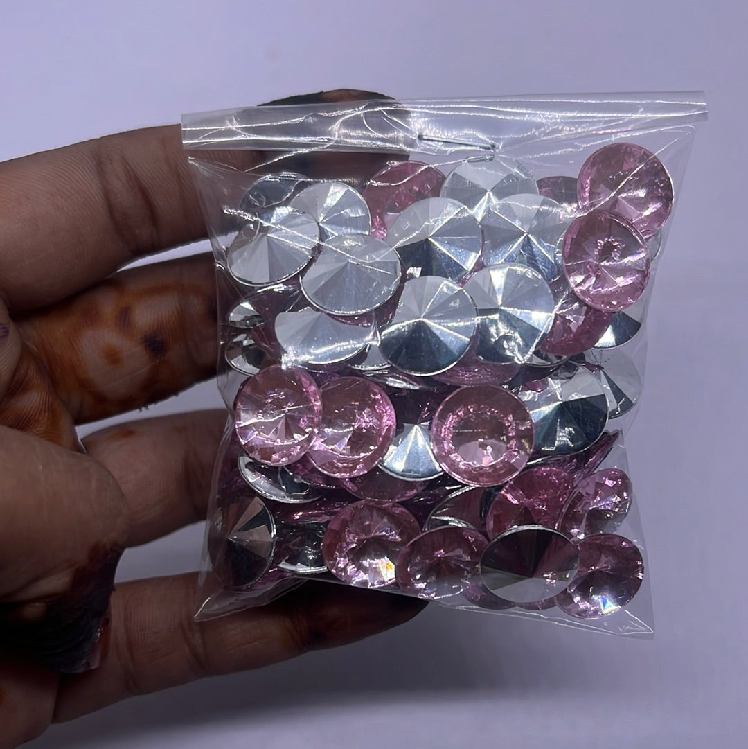 12mm Acrylic diamond light pink -10g 1