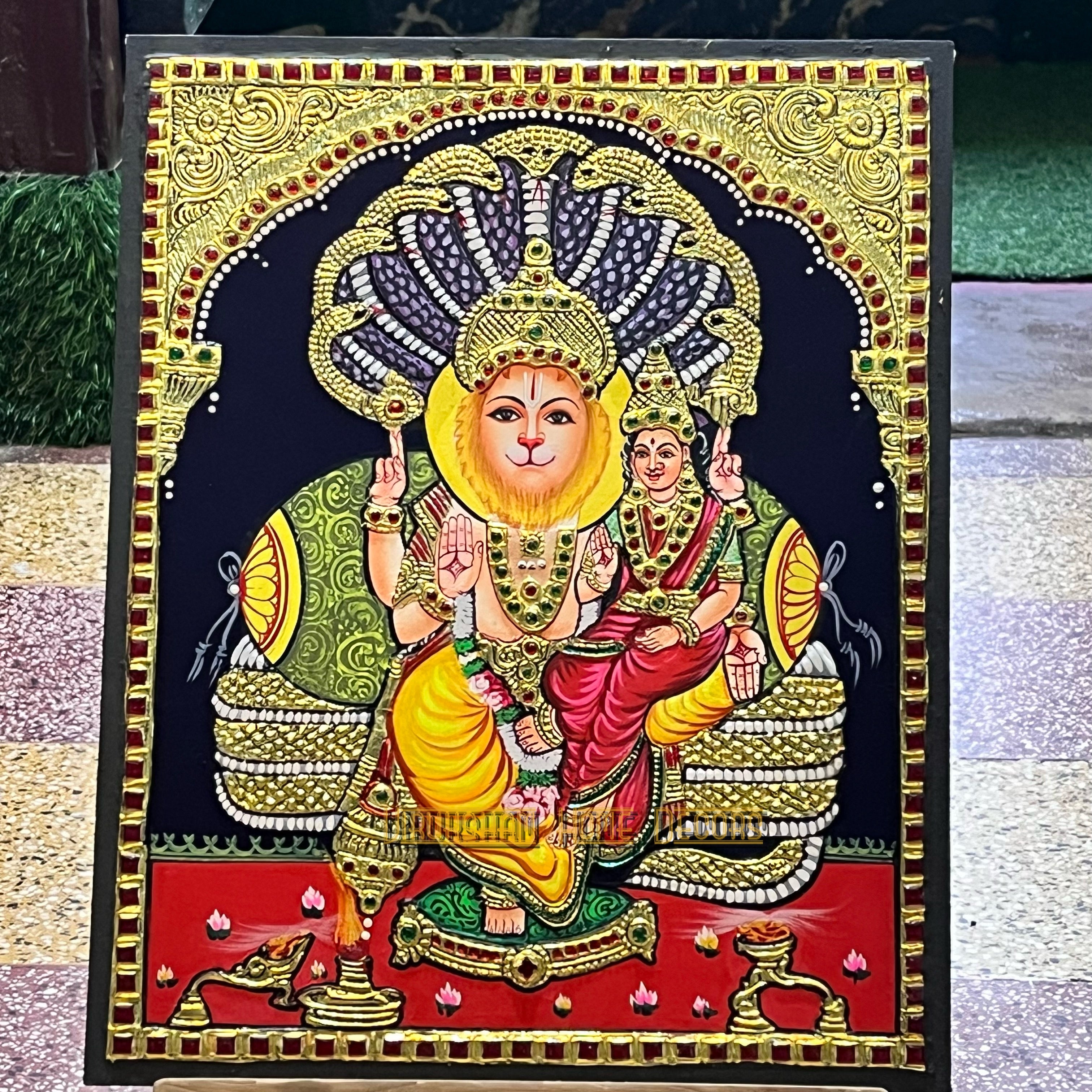 Lakshmi Narasimhar 12x15  Tanjore painting -1 board(15 days delivery time)without frame