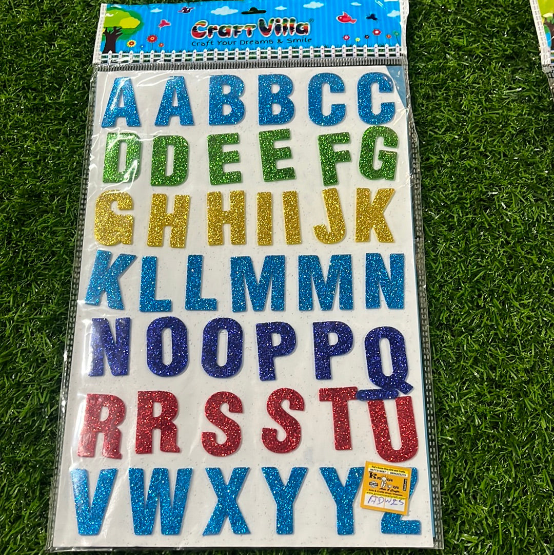 Alphabets Glitter stickers A4size-1 pack