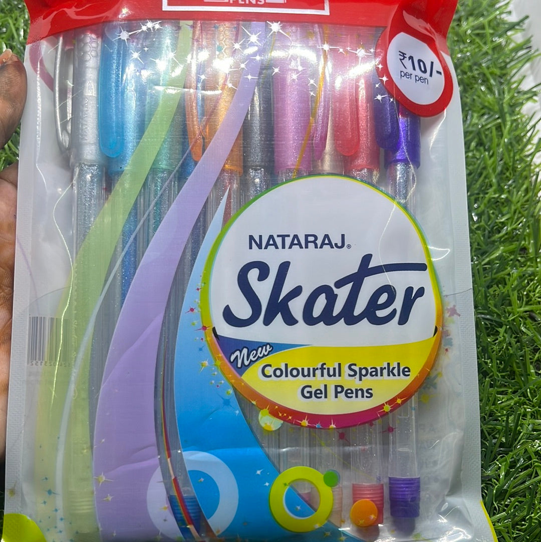 Nataraj skater colourful sparkle gel pens