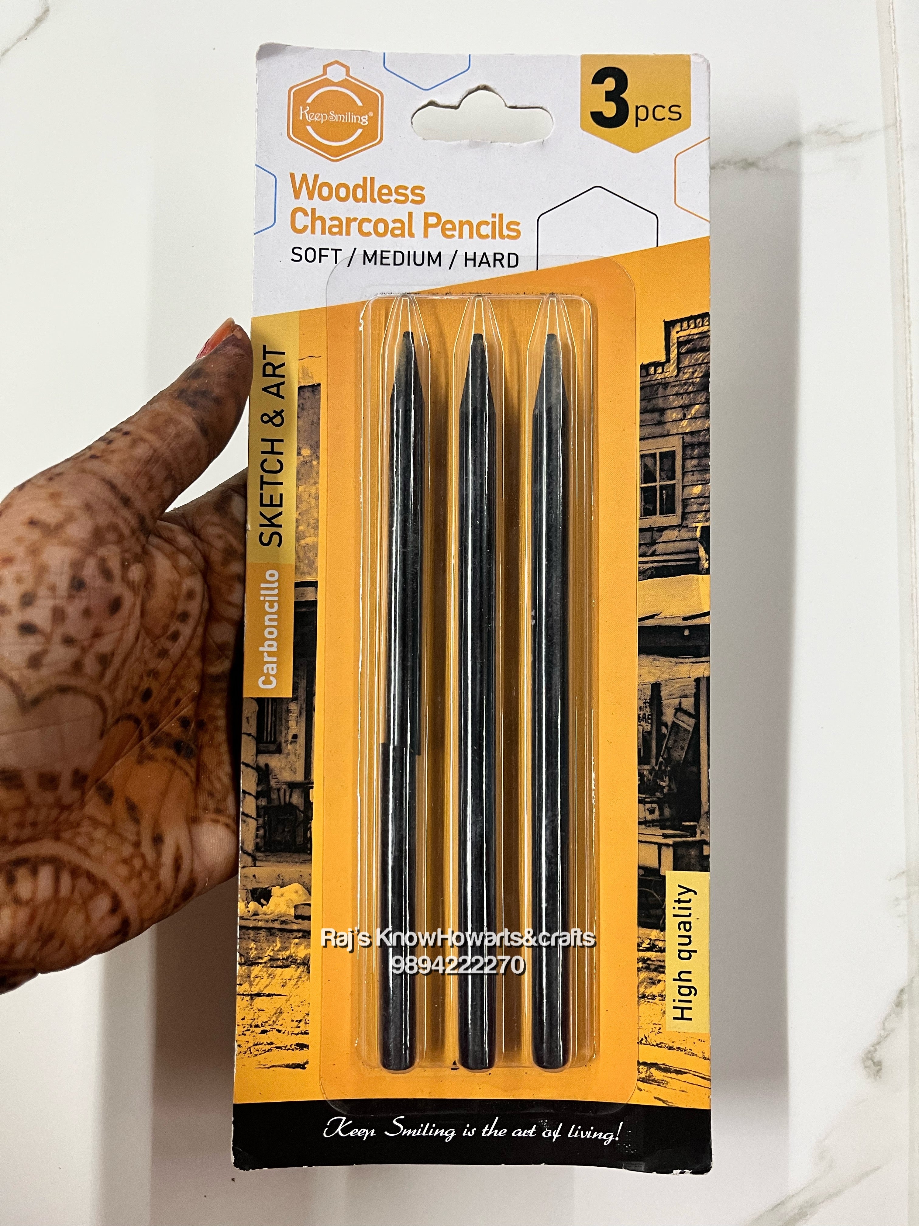 Keepsmiling carboncillo woodless charcoal pencils (Soft - medium - Hard)3245