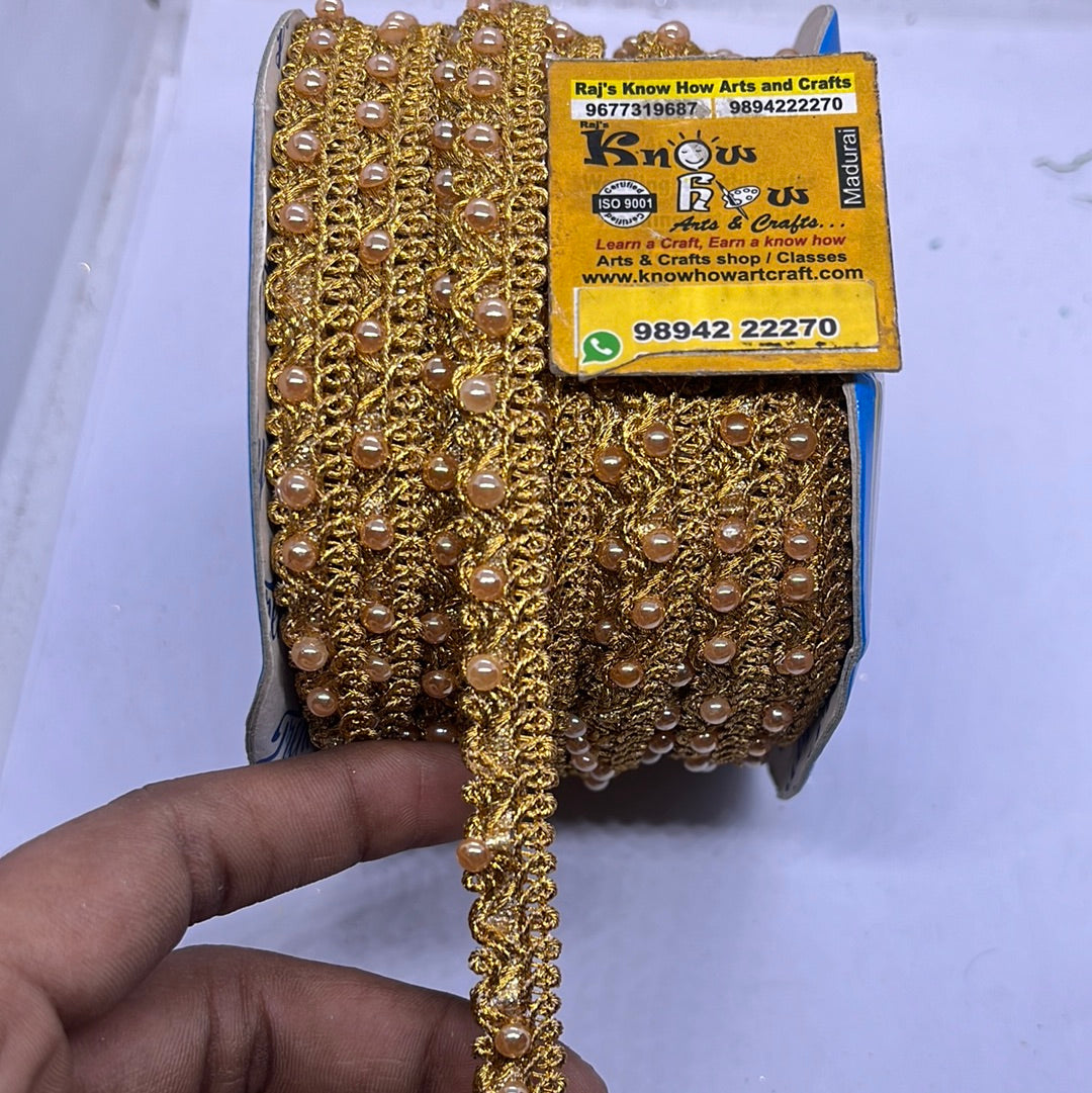 Golden Fancy embroidery design lace -  1 metre