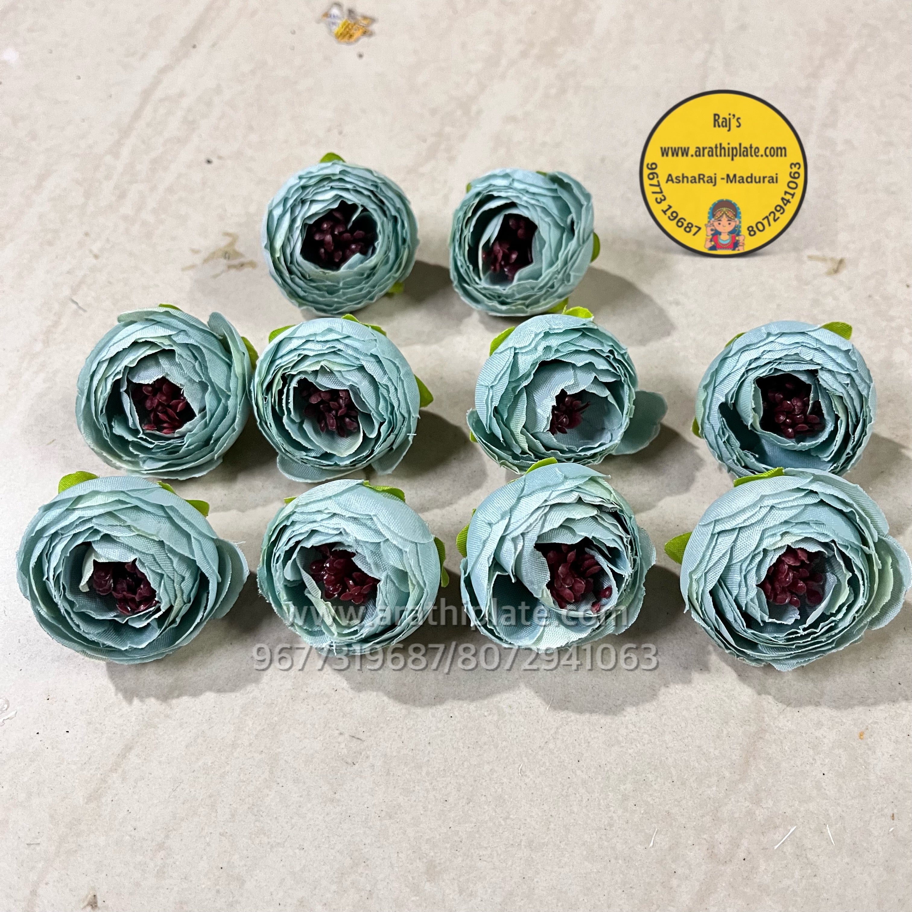 Kutty Peonies Pastel Green- 10 pc in a pack